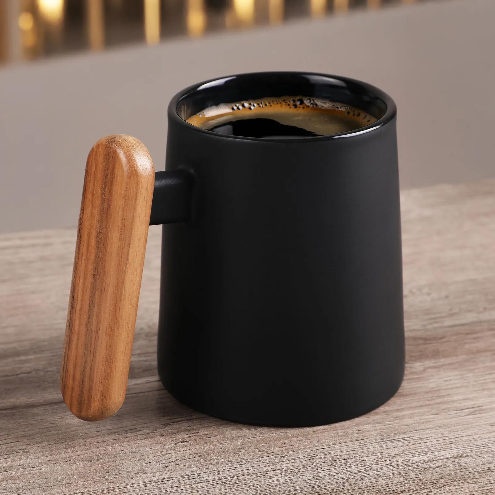 Ceramic Mug Wooden Handle Matte Finish - 11 oz - product view 3