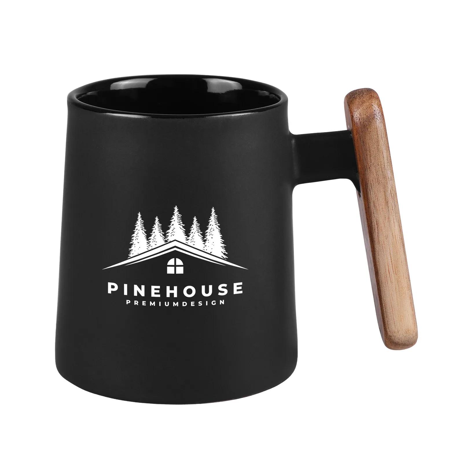 Ceramic Mug Wooden Handle Matte Finish - 11 oz - product view 5