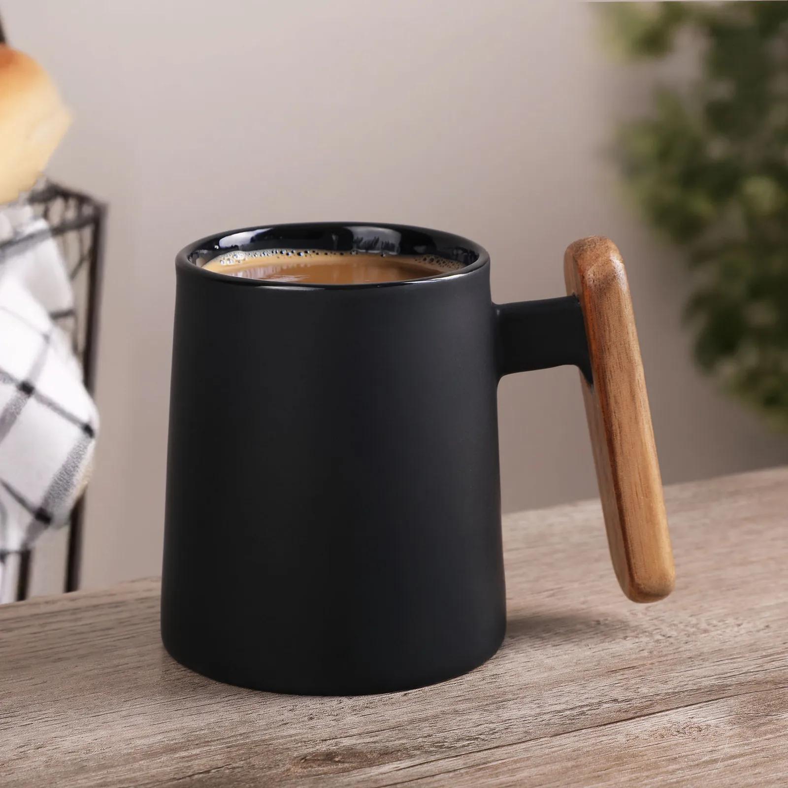 Ceramic Mug Wooden Handle Matte Finish - 11 oz - blank view 10