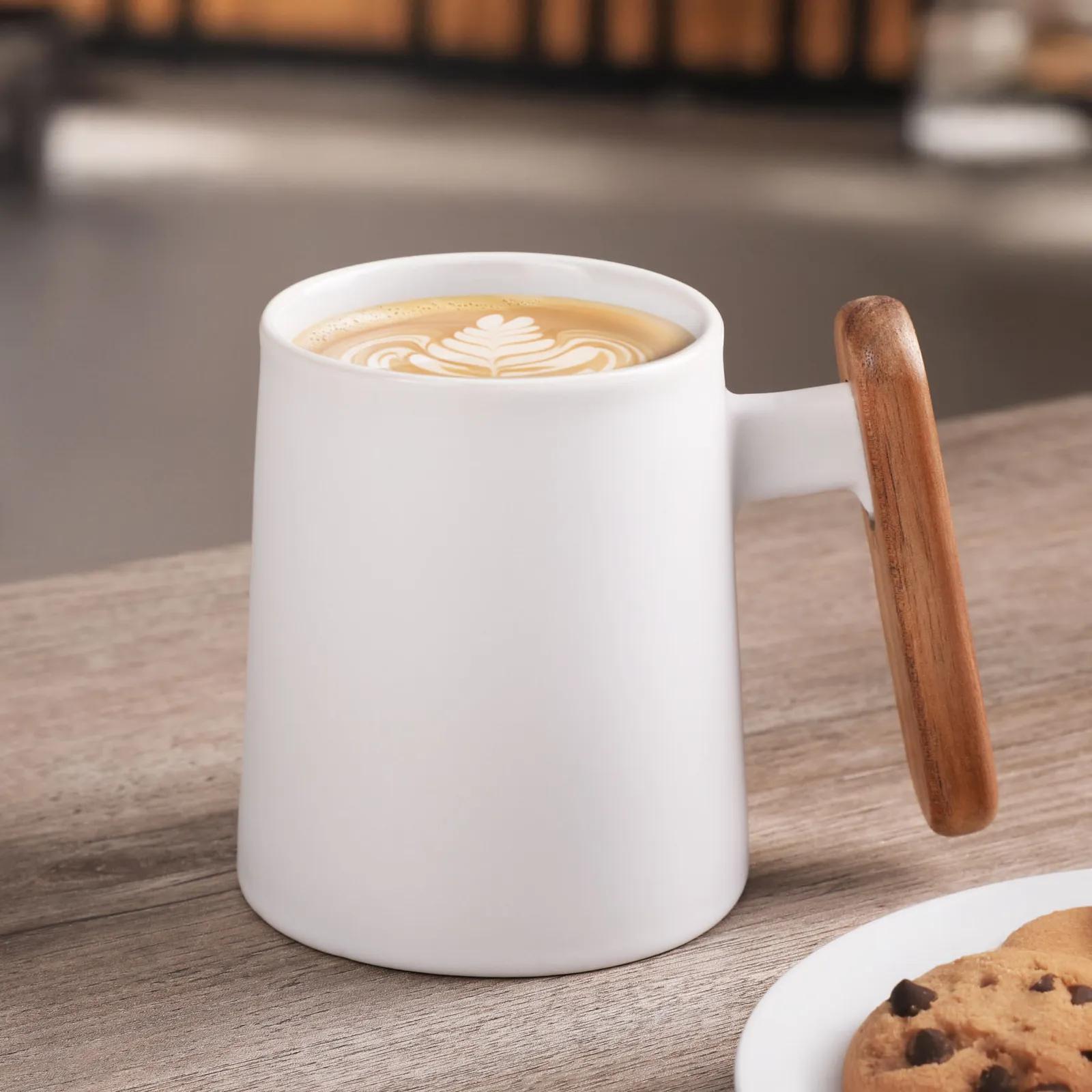 Ceramic Mug Wooden Handle Matte Finish - 11 oz - blank view 11