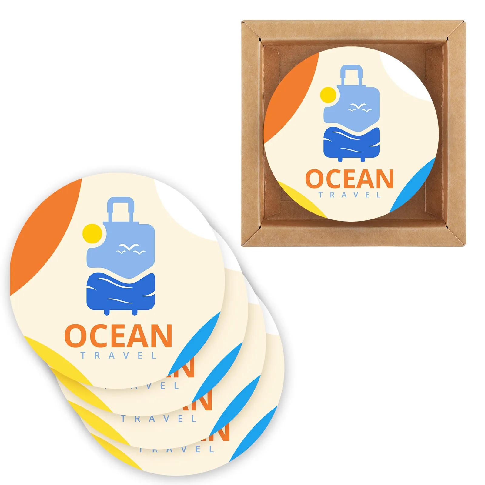Coaster Set Ceramic Round Cork Backing - 4 Piece - product view 4