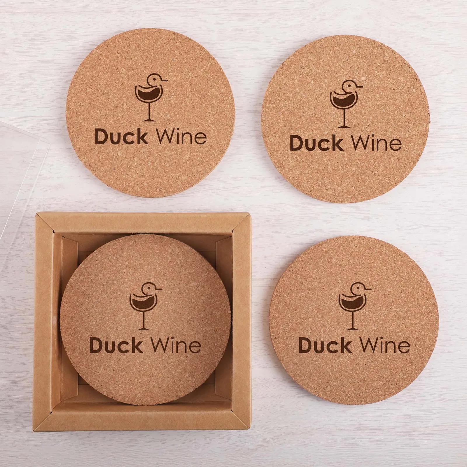 Cork Coaster Set with Gift Box Renewable - 4 Piece