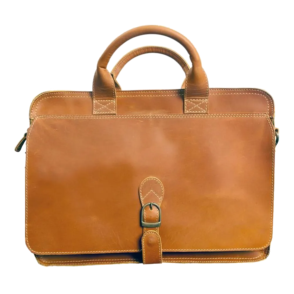 Briefcase Leather Buffalo Hide Padded Laptop Slot - blank view 5