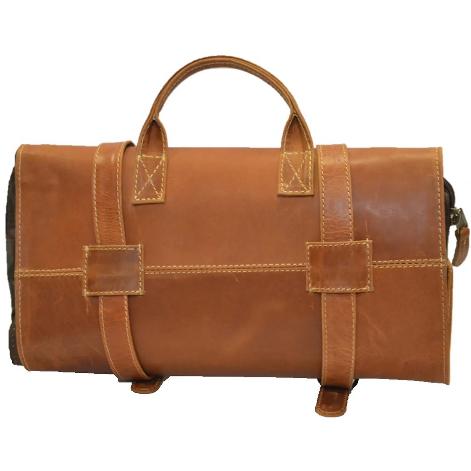 Travel Kit Bag Leather Buffalo Hide Roll-Up Design - product view 4
