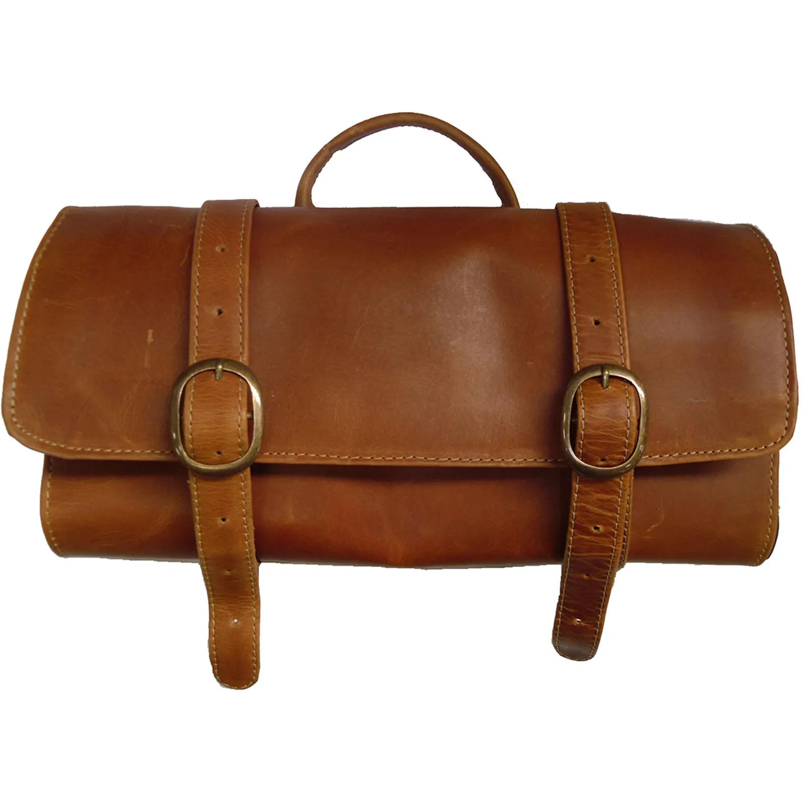 Travel Kit Bag Leather Buffalo Hide Roll-Up Design - product view 5