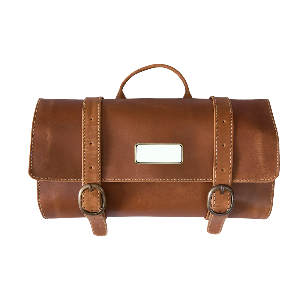 Travel Kit Bag Leather Buffalo Hide Roll-Up Design - blank view 7