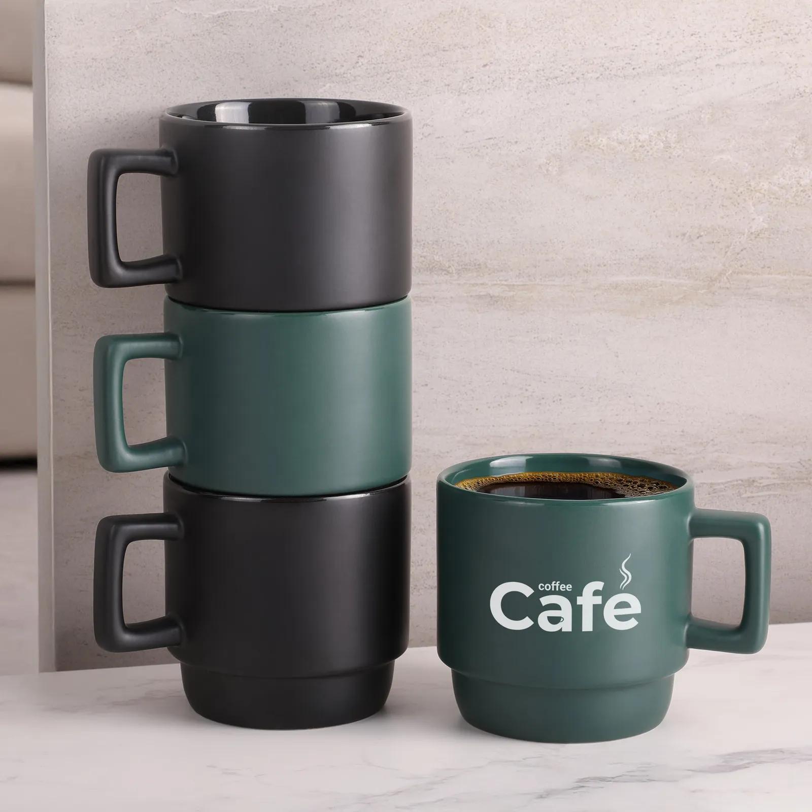 Ceramic Mug Stackable with Squared Handle - 11 oz - product view 2