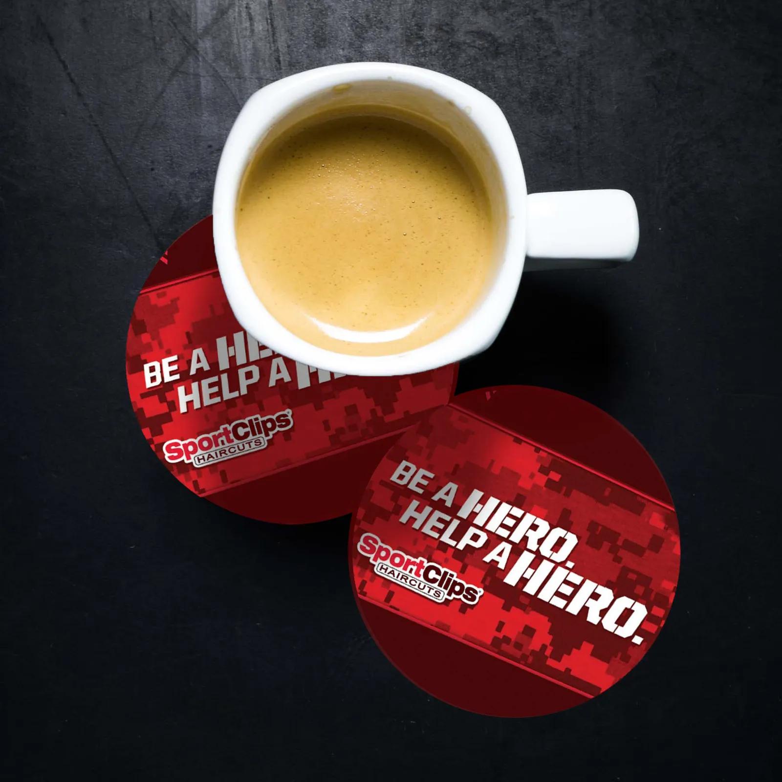 Rubber Coaster with Polyester Fabric Top - 4 in Round