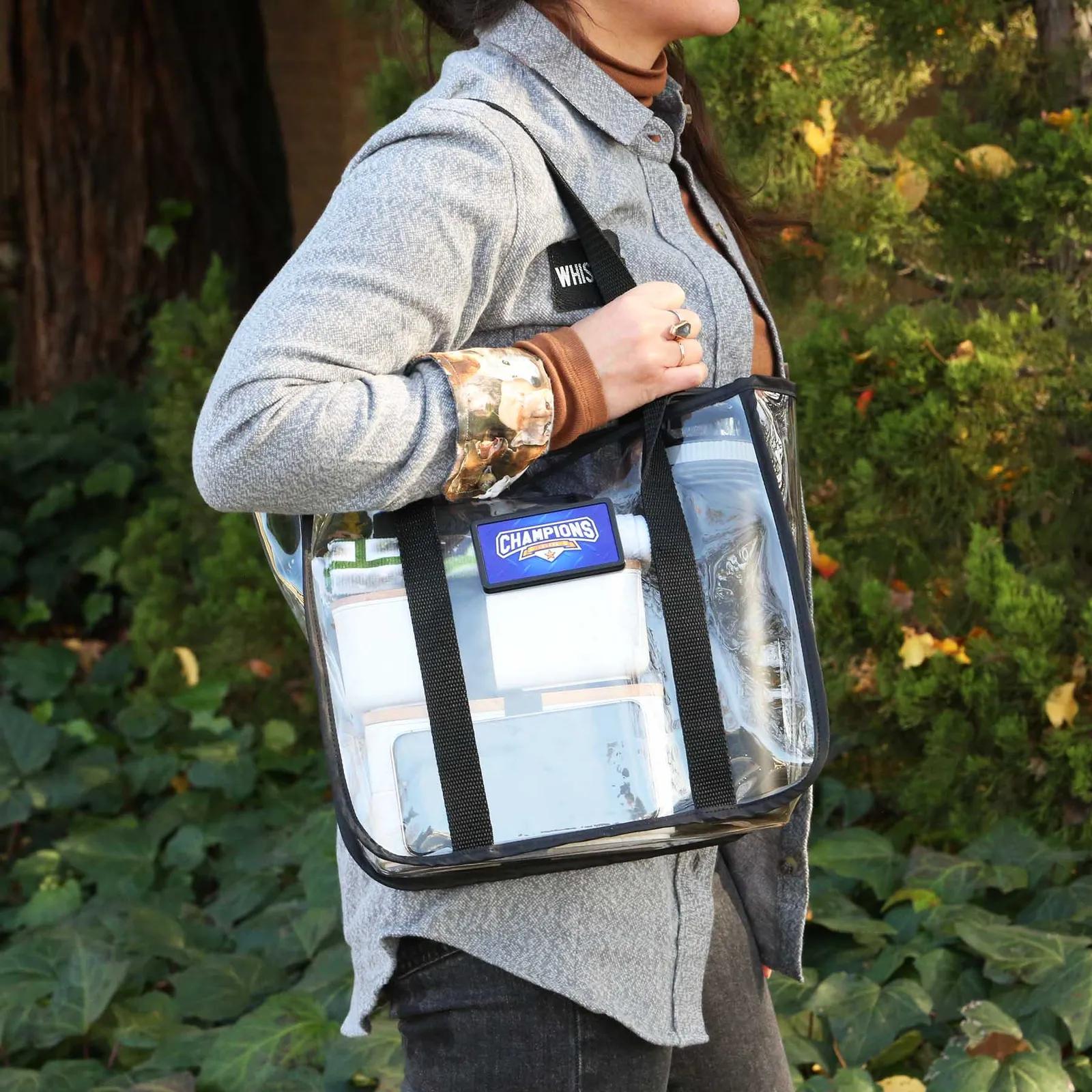 Clear Stadium Tote Bag with Metal Plate - 12 x 11 in - product view 2