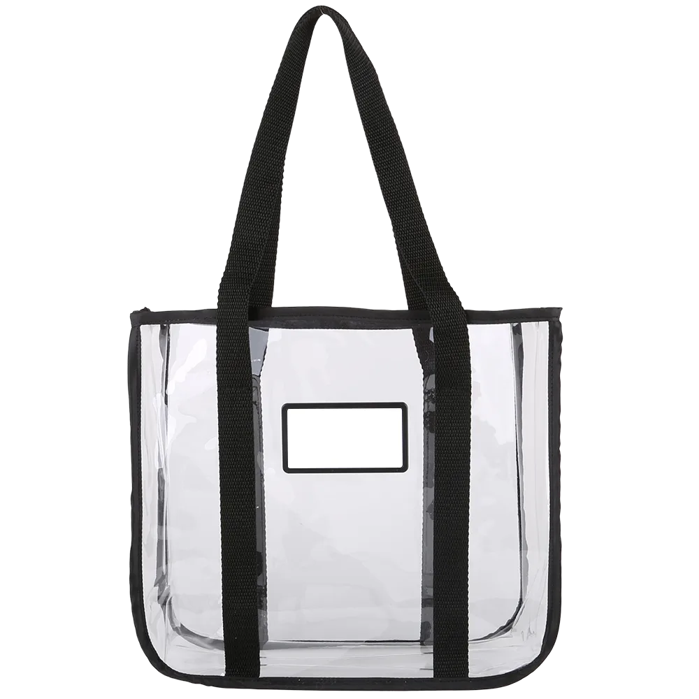 Clear Stadium Tote Bag with Metal Plate - 12 x 11 in - blank view 4