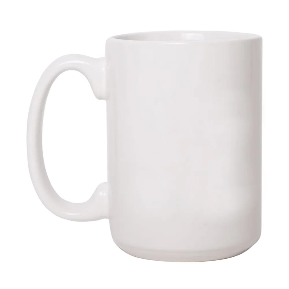 Ceramic Mug White with C-Handle - 15 oz - blank view 3