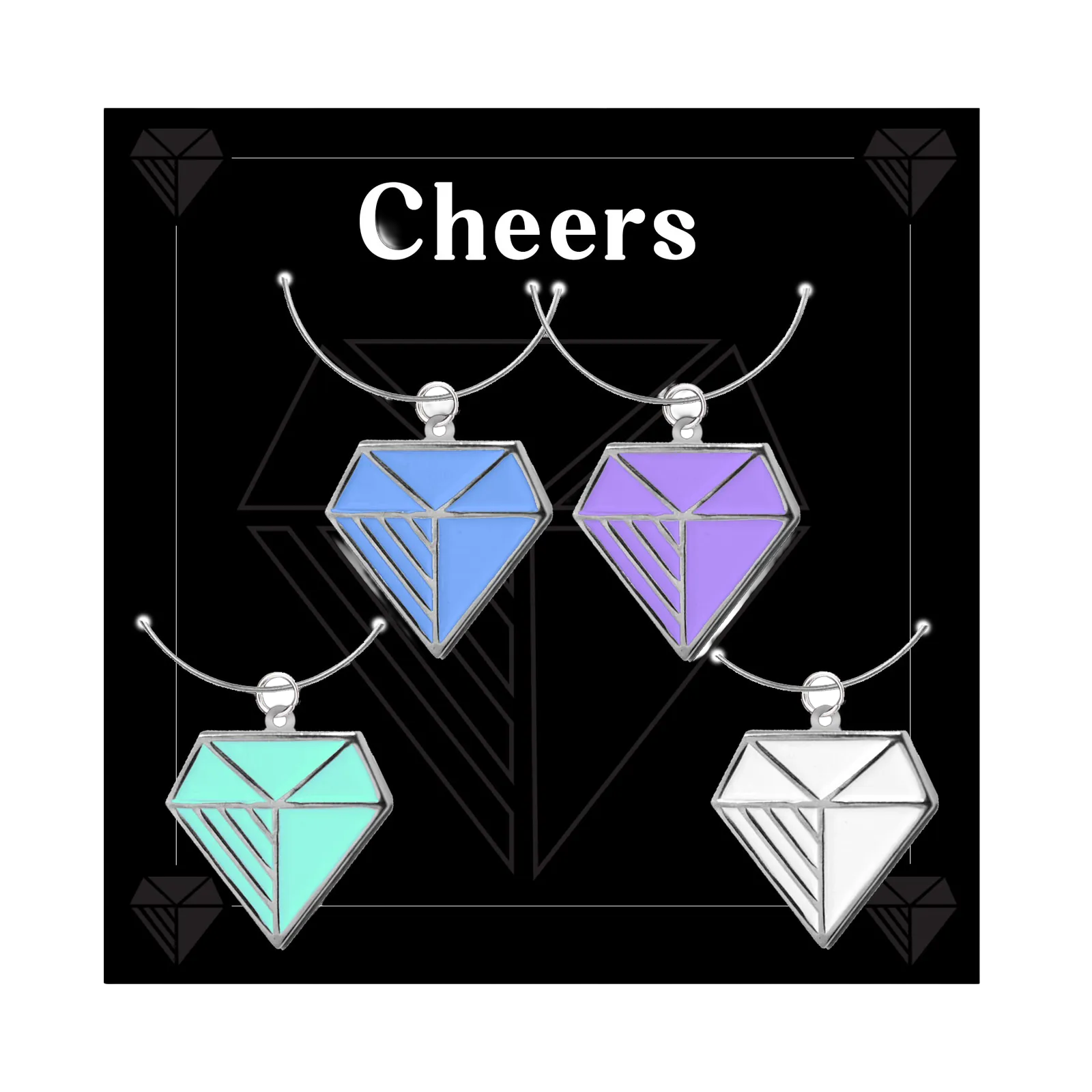 Wine Charms Set Diestruck Zinc with Backer Card (4 Pack) - product view 8