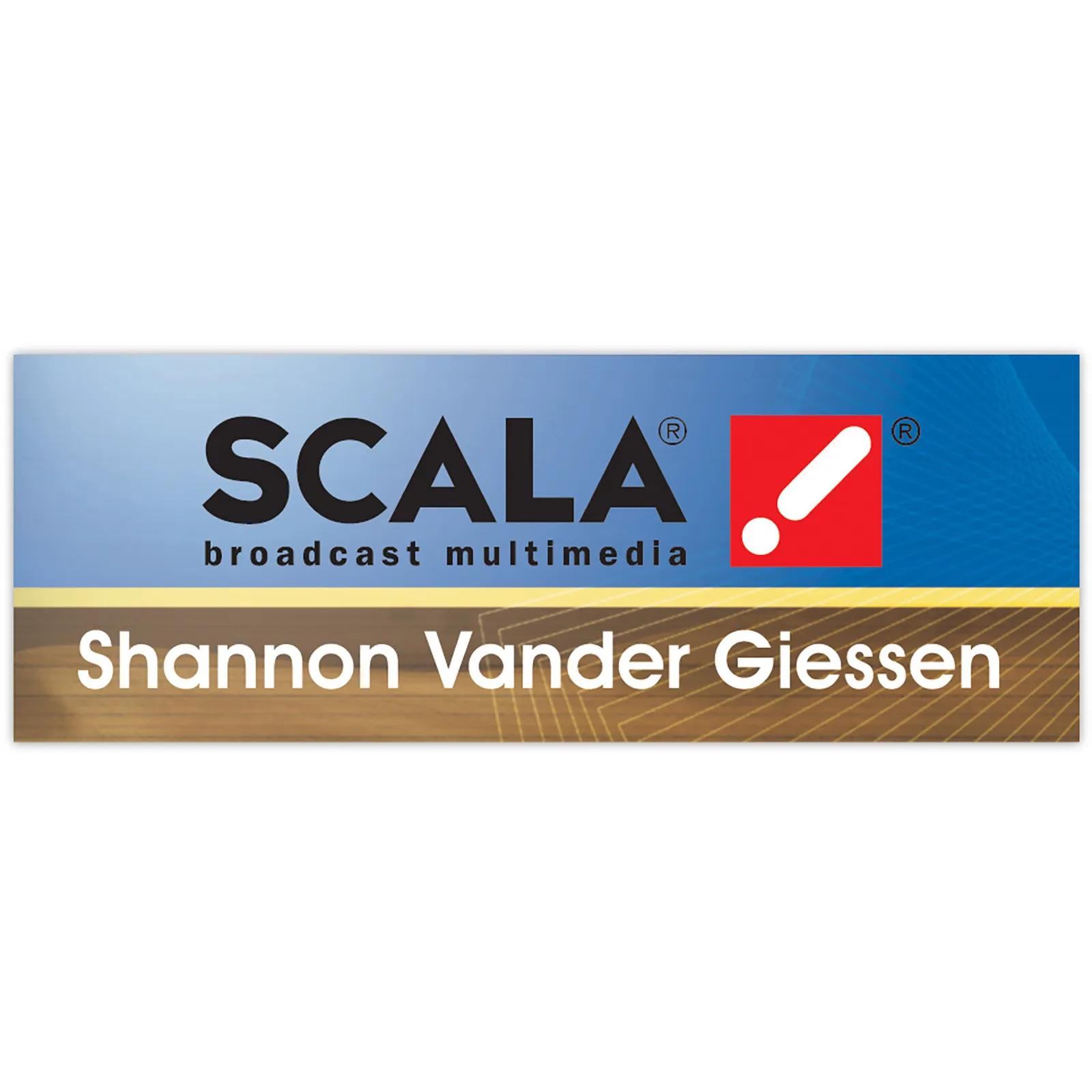 Plastic Name Badge Full Color Round Corners - 3 x 1 in