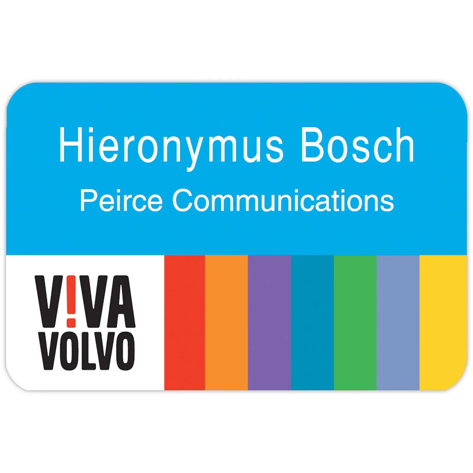 Plastic Name Badge Full Color Round Corners - 3 x 2 in