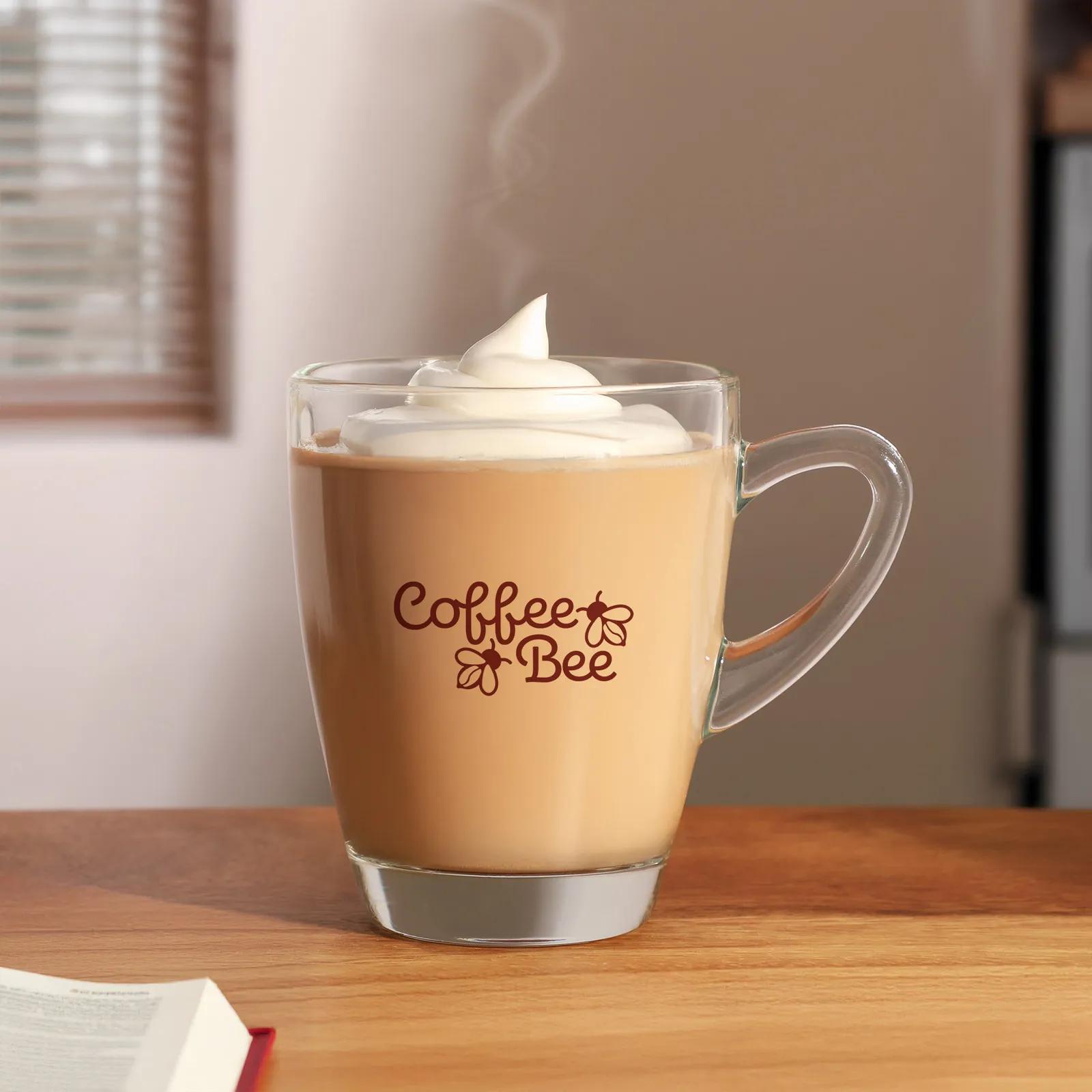 Glass Bistro Mug with Curved Handle - 11 oz