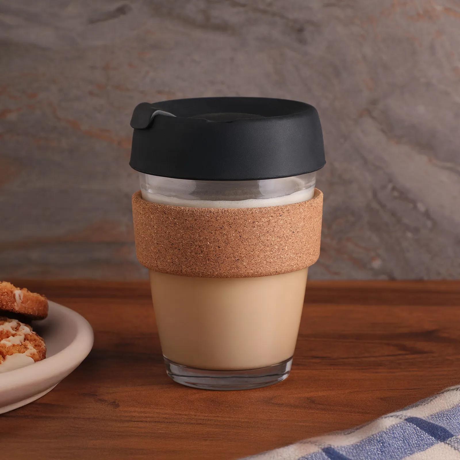 Glass Tumbler with Cork Sleeve To-Go Lid - 11.8 oz - blank view 10