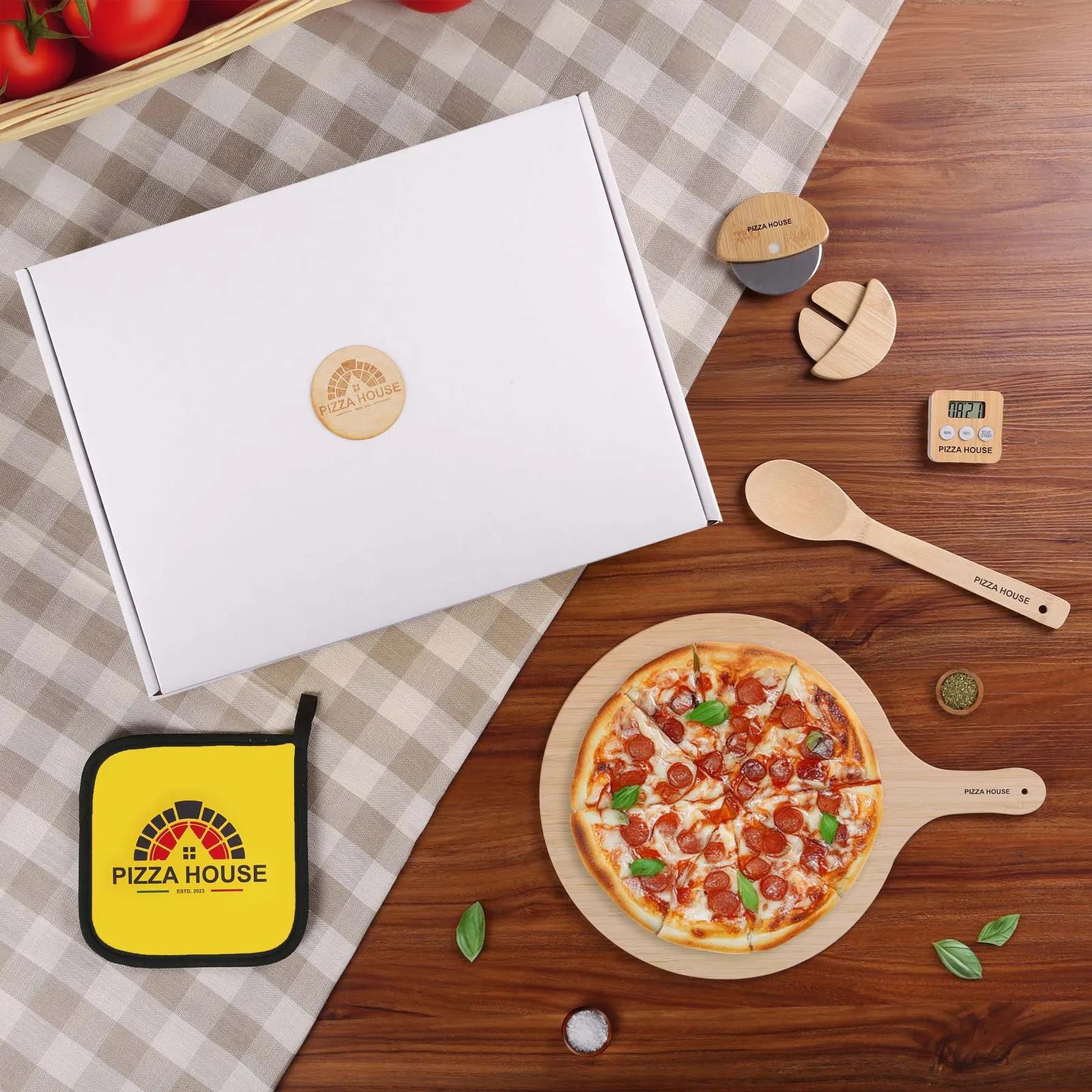 Pizza Kit Bamboo with Digital Timer and Board - 19 x 14 in