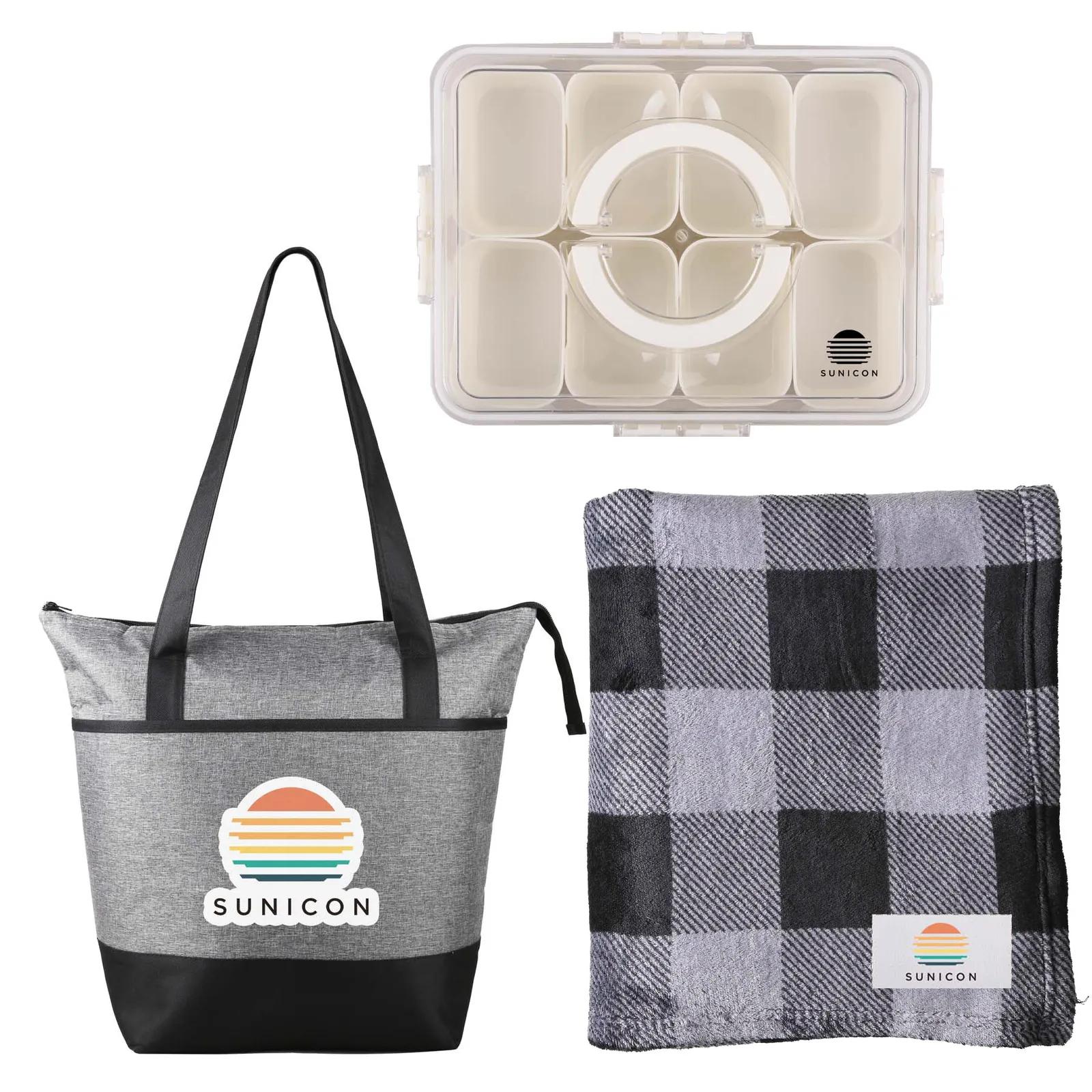 Picnic Set RPET with Cooler Bag and Blanket - 17 x 15 in
