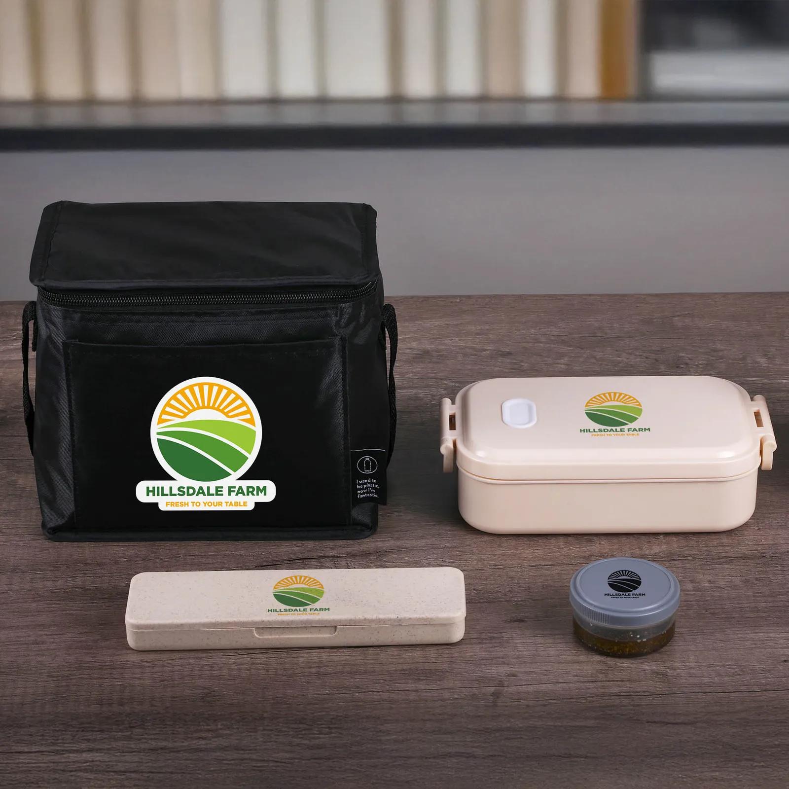 Lunch Set RPET with Bento Box and Cutlery - 8 x 7 in - product view 1