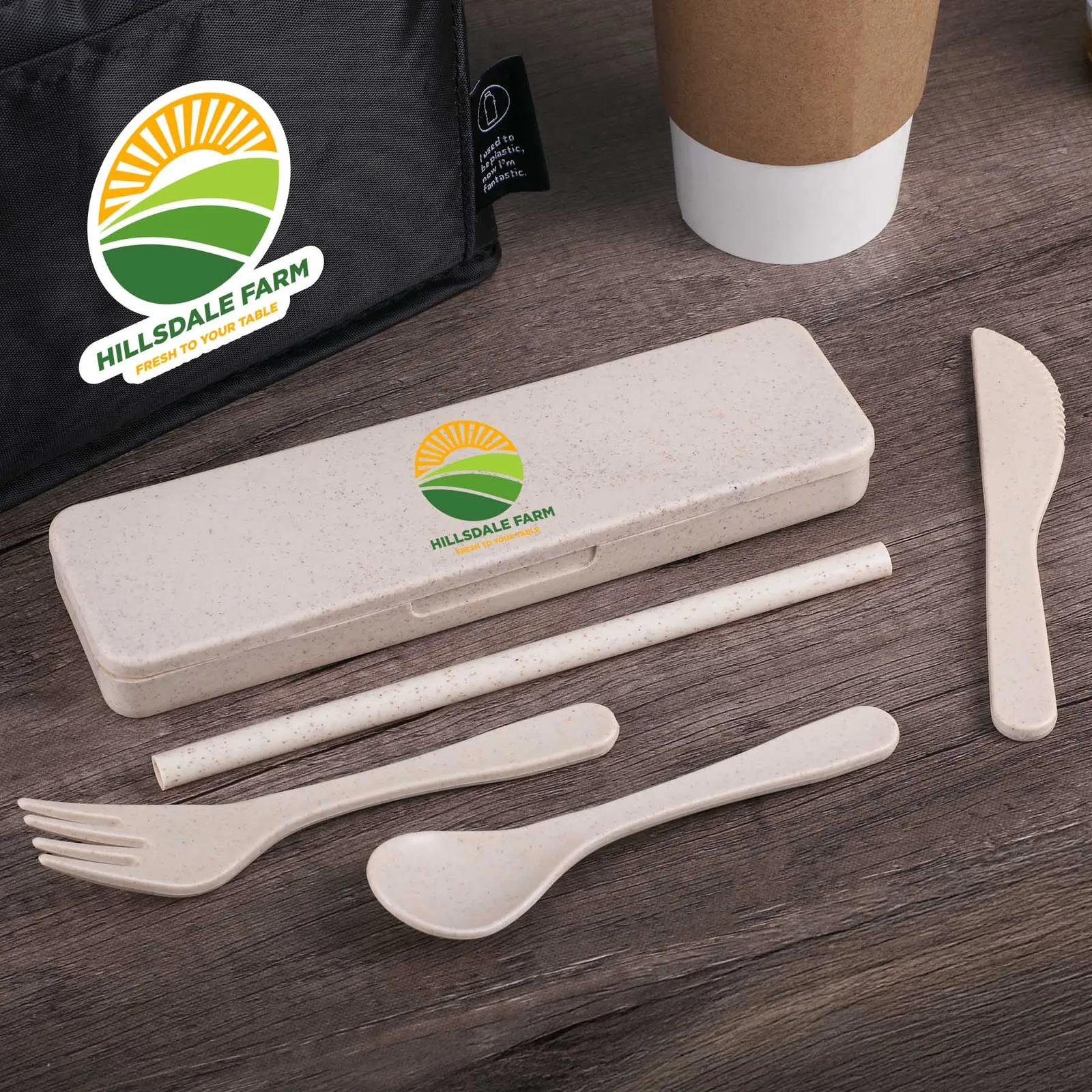 Lunch Set RPET with Bento Box and Cutlery - 8 x 7 in - product view 3