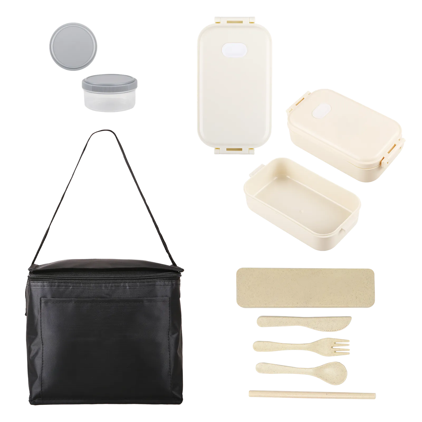 Lunch Set RPET with Bento Box and Cutlery - 8 x 7 in - blank view 7