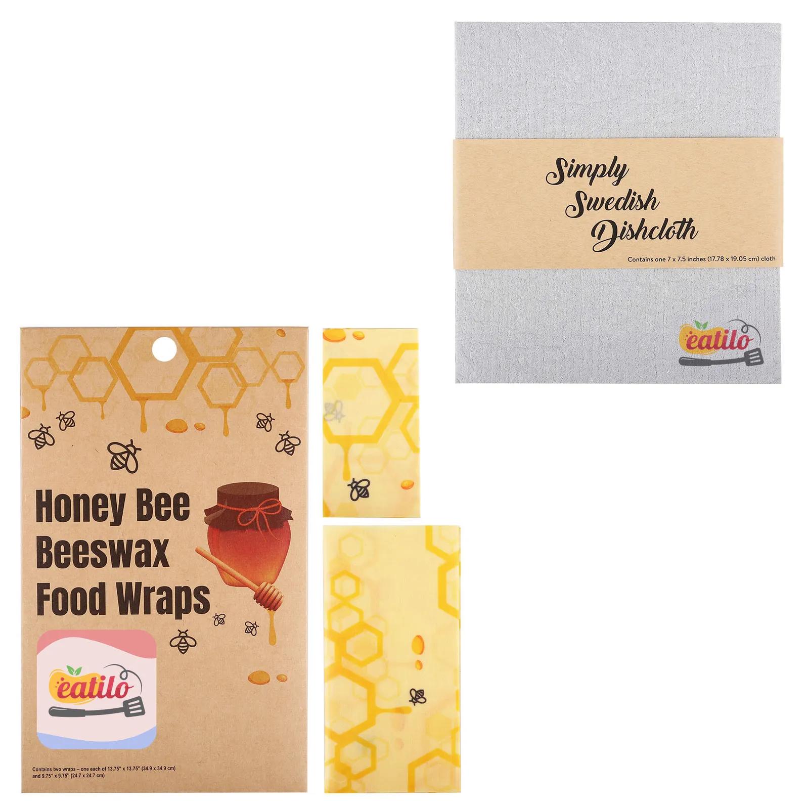 Kitchen Set Cotton with Beeswax Wraps and Dishcloth - 7 in - product view 7