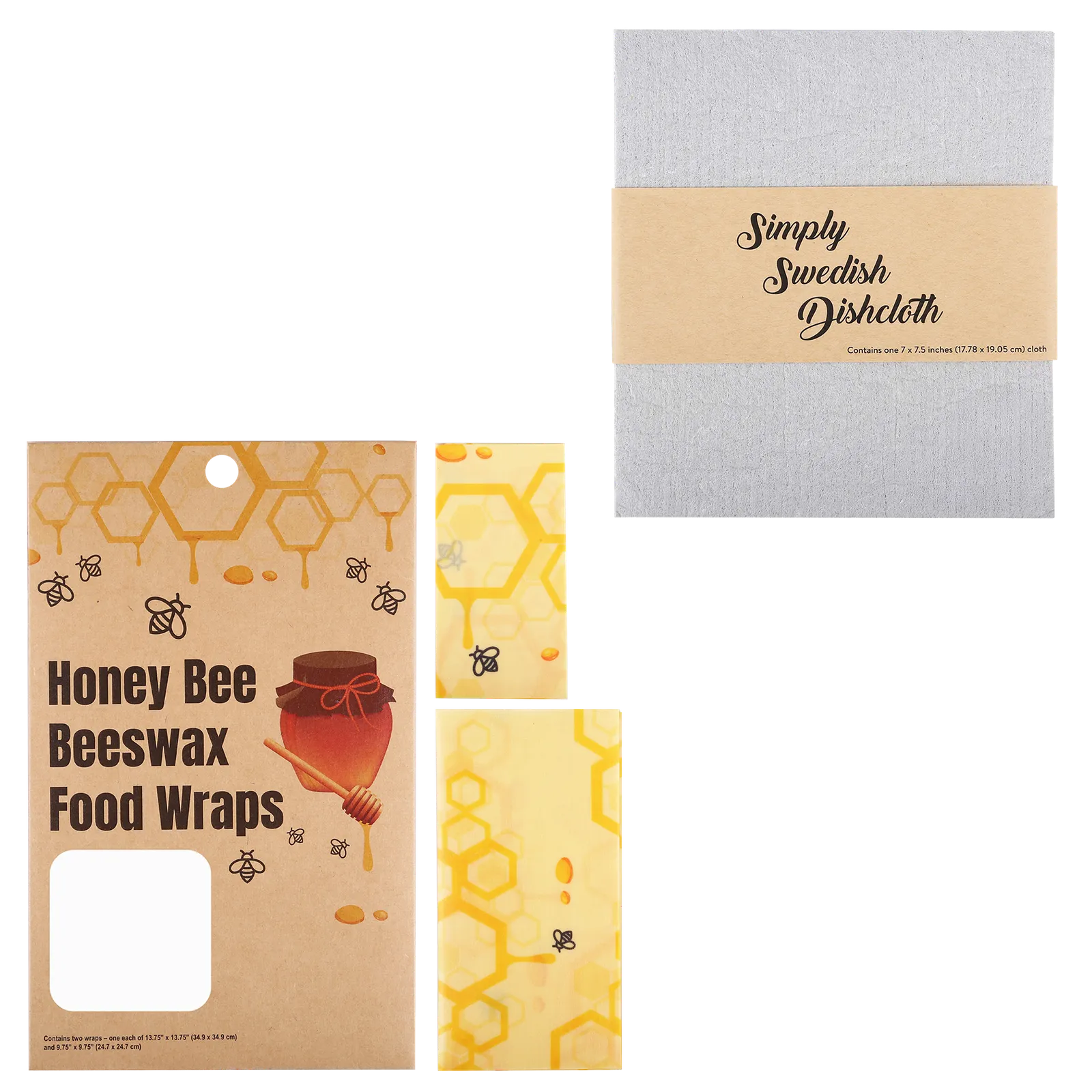 Kitchen Set Cotton with Beeswax Wraps and Dishcloth - 7 in - blank view 8