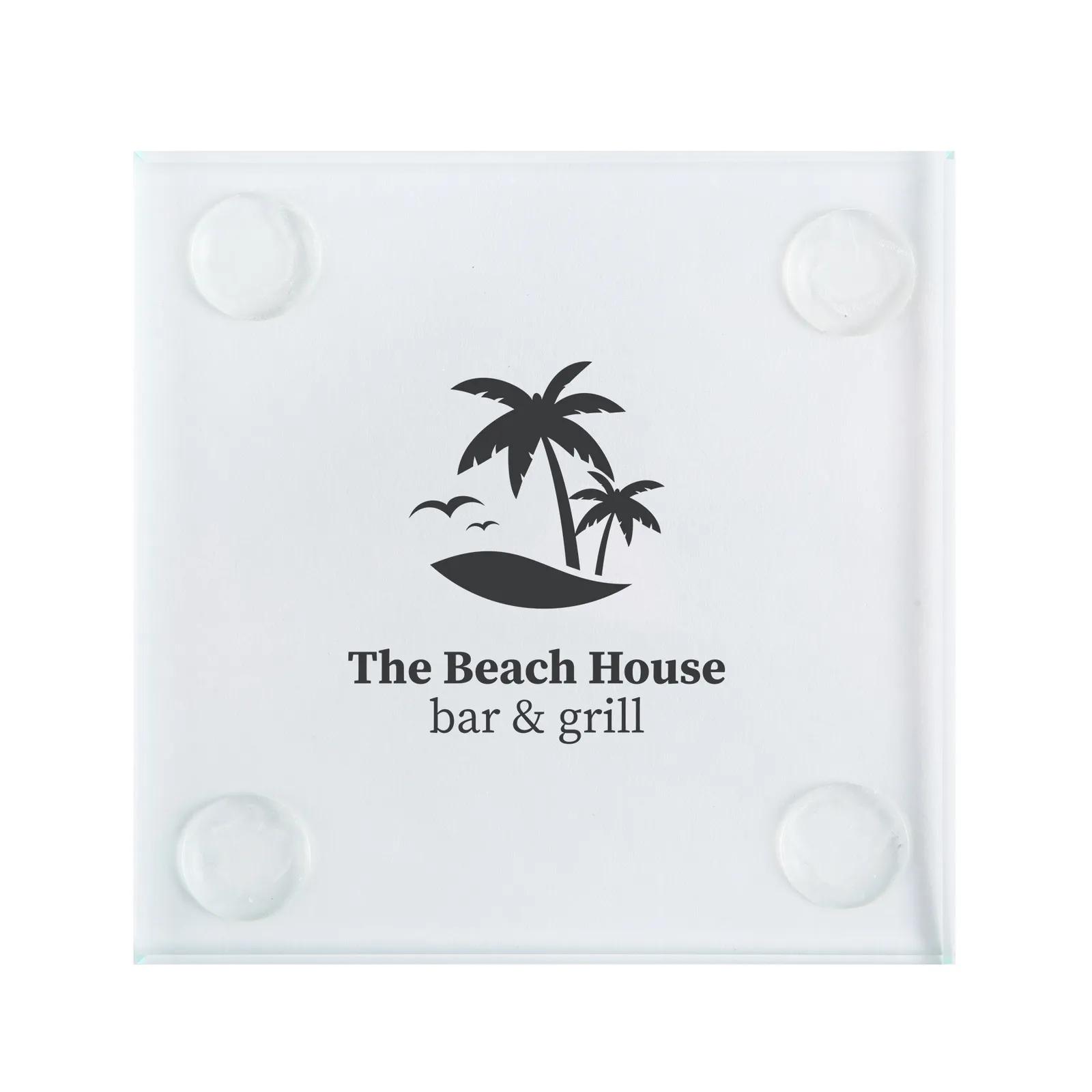 Square Glass Coaster Reverse Print - 3 3/4 in - product view 4