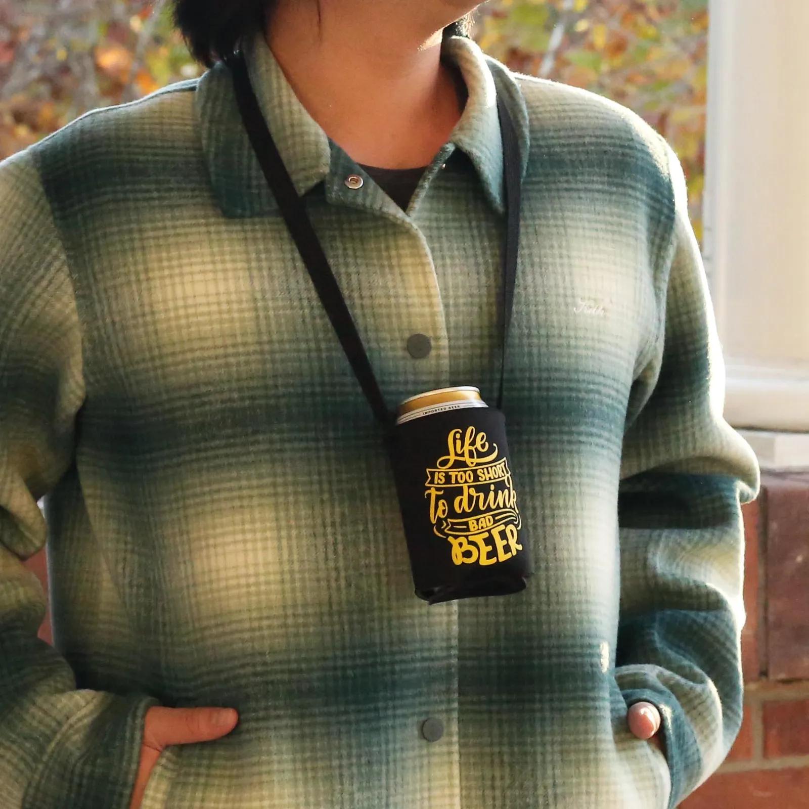 Hands Free Can Cooler with Strap - 12 oz - product view 5