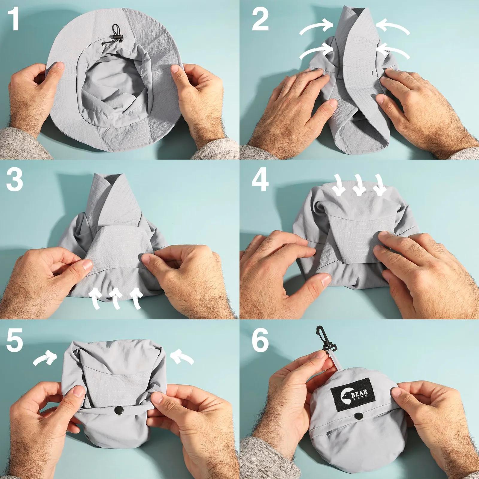 Packable Bucket Hat with Built-in Pouch - 12 x 3.5 in - product view 3