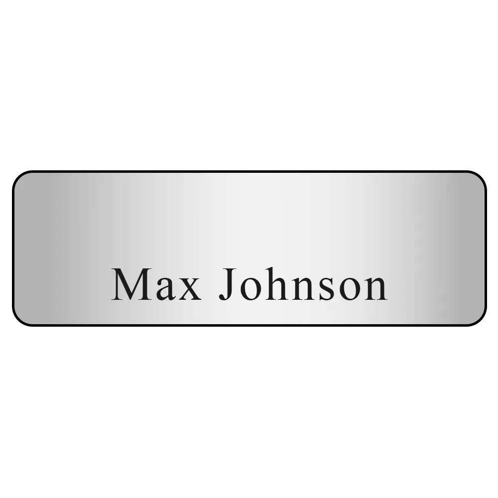 Name Badge Metallic Plastic Standard Service - 1 x 3 in - blank view 3