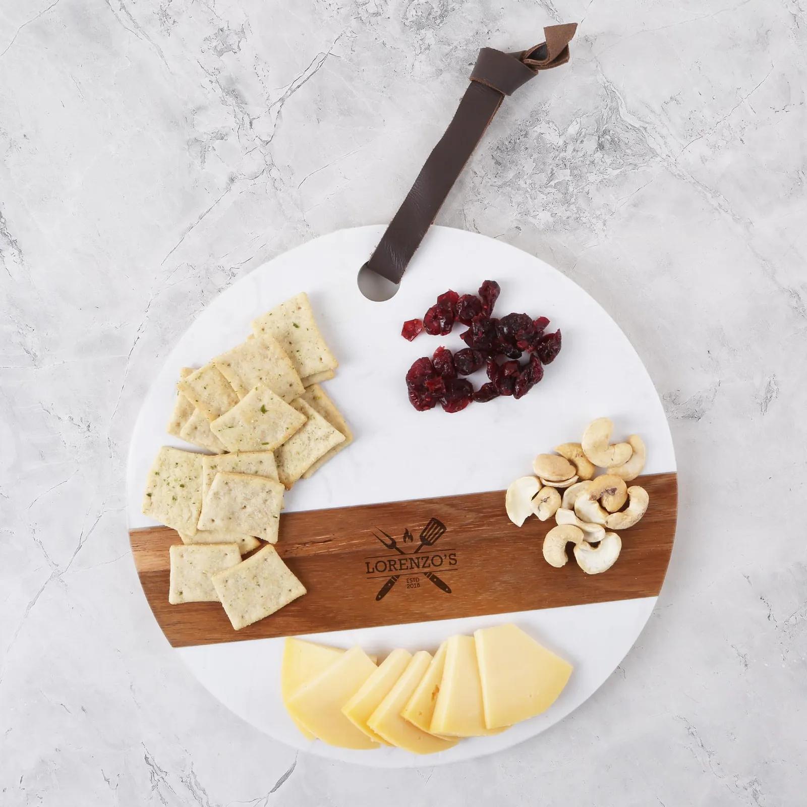 Charcuterie Board Marble and Acacia Wood - 9.75 in