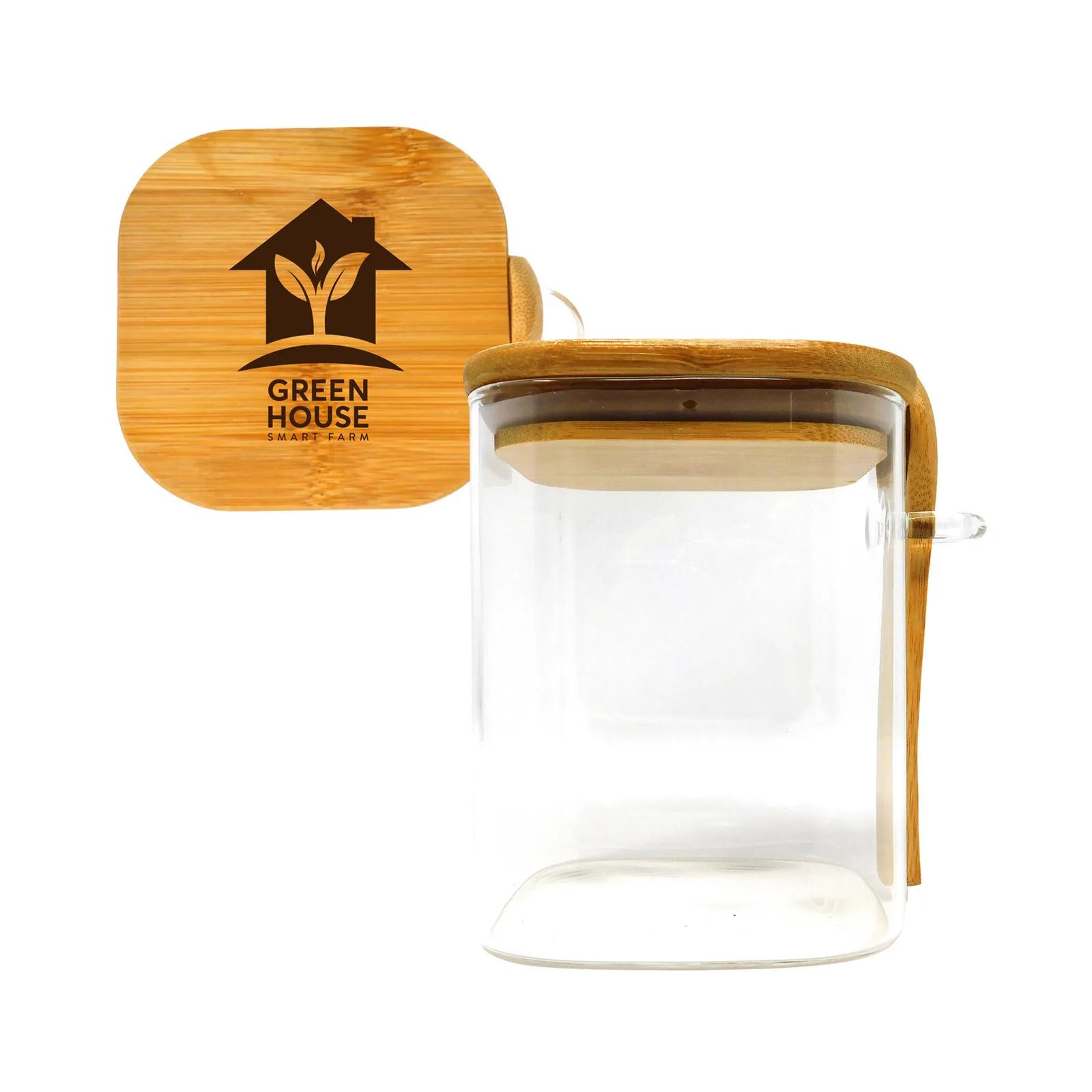 Glass Storage Container with Bamboo Lid - 15 oz - product view 2