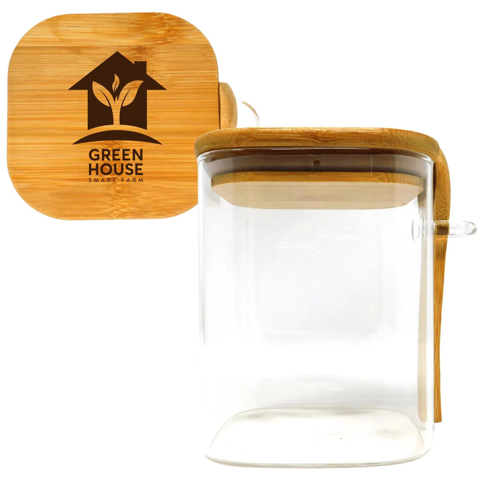 Glass Storage Container with Bamboo Lid - 15 oz - product view 3