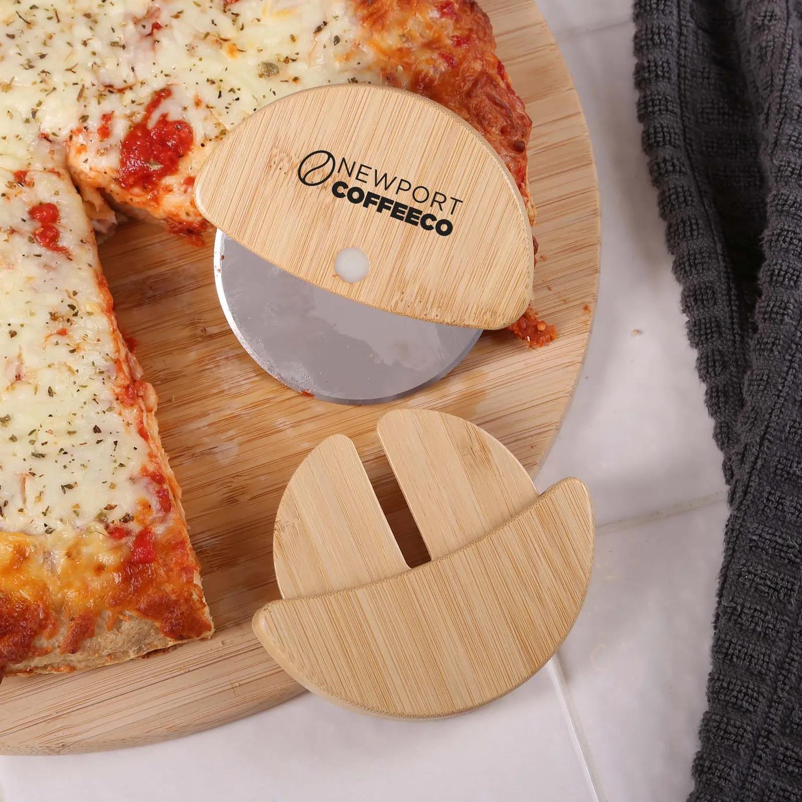 Bamboo Pizza Cutter Stainless Steel Blade - product view 4