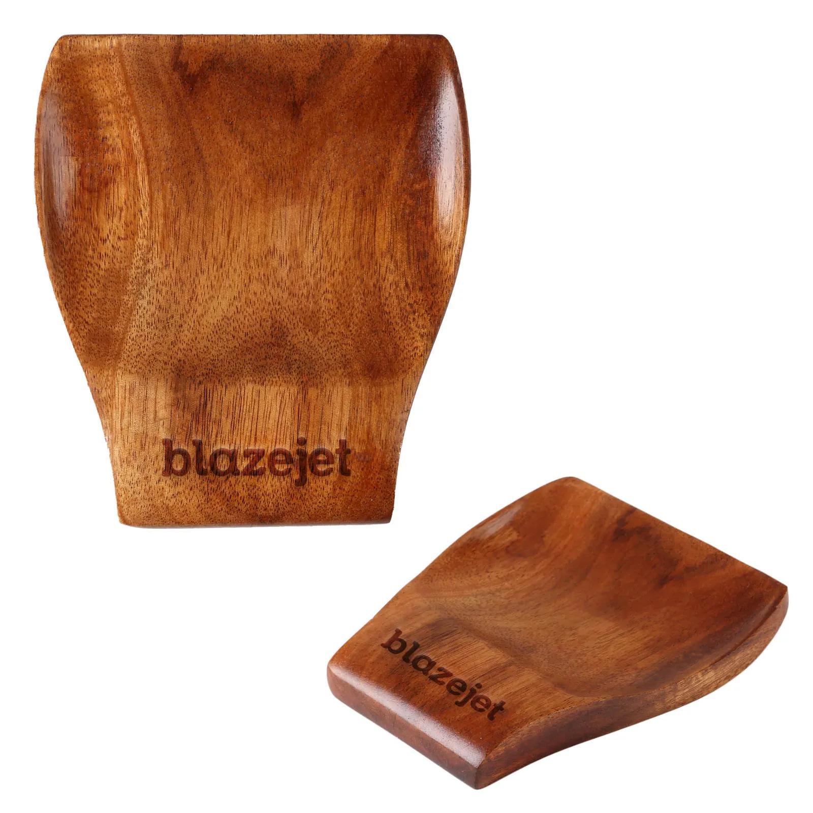 Teak Wood Spoon Rest with Natural Grain - 4.75 in - product view 2