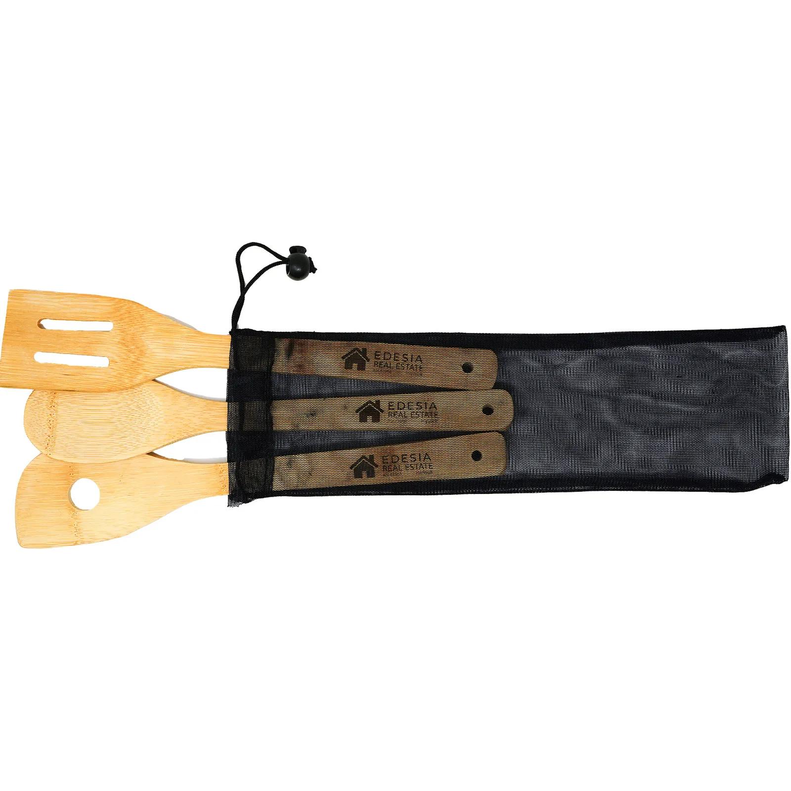 Bamboo Utensil Gift Set in Mesh Bag - 3 Piece