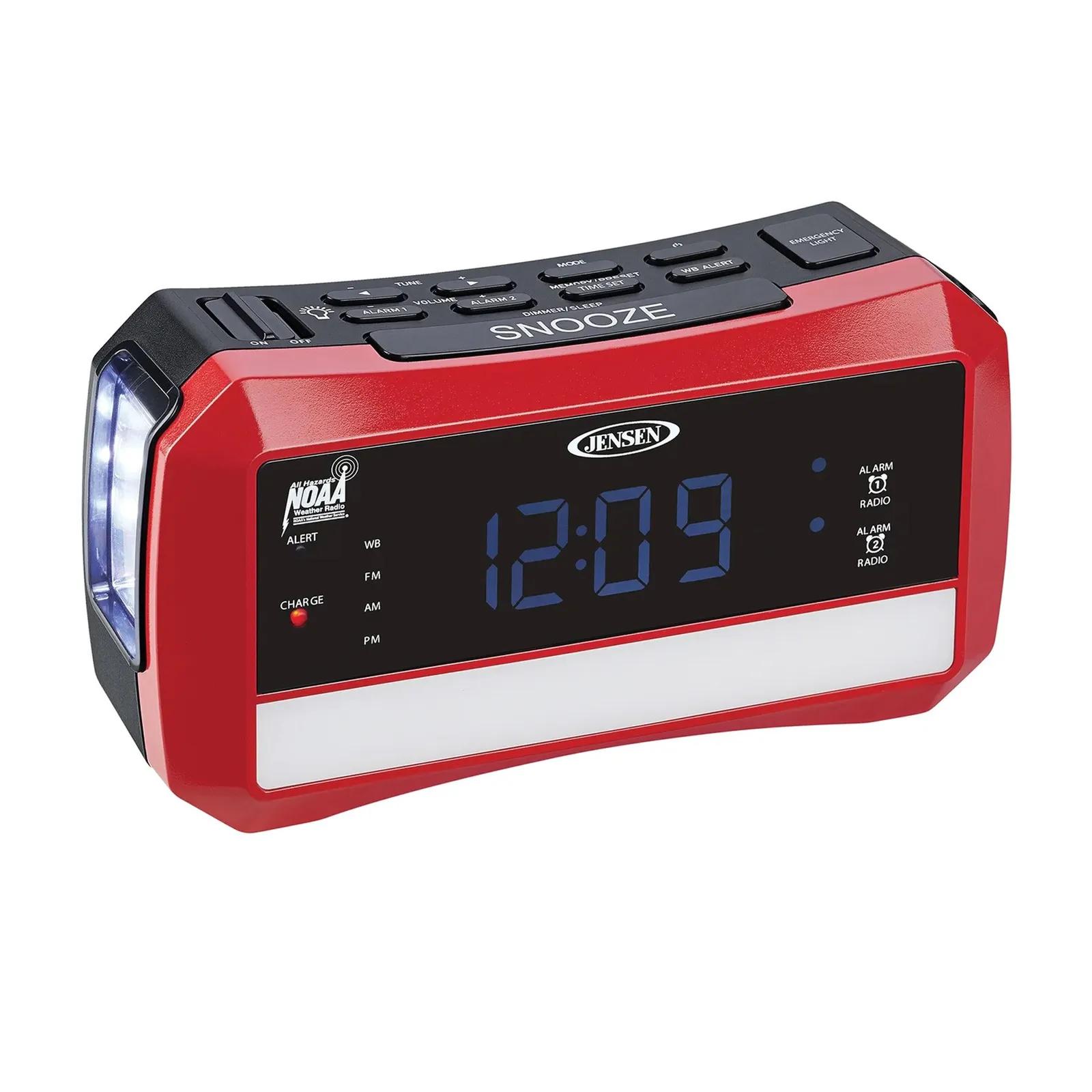 Weather Band Alarm Clock with Emergency Flashlight