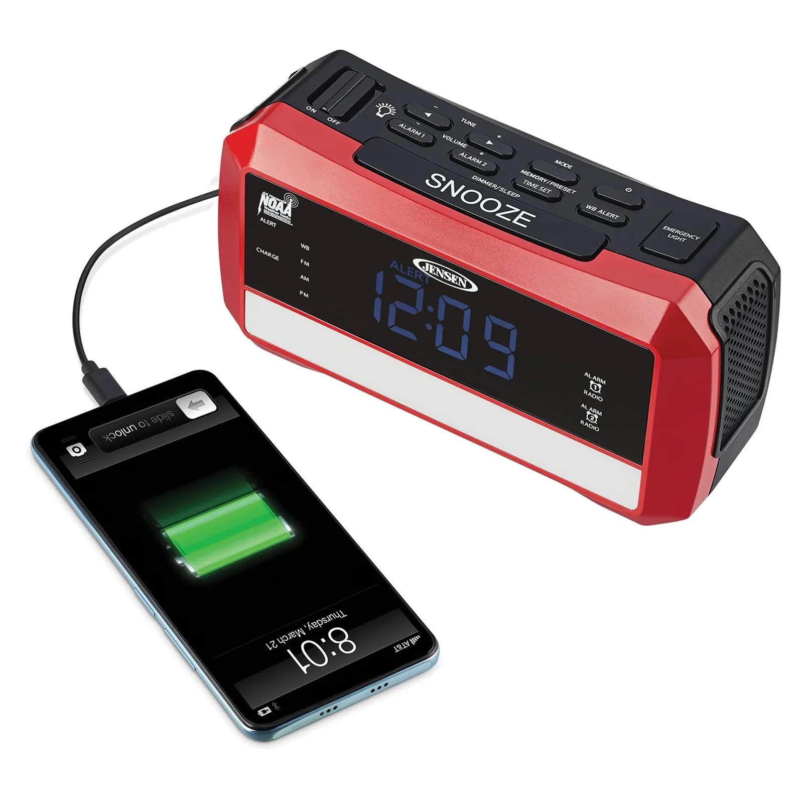 Weather Band Alarm Clock with Emergency Flashlight - product view 4