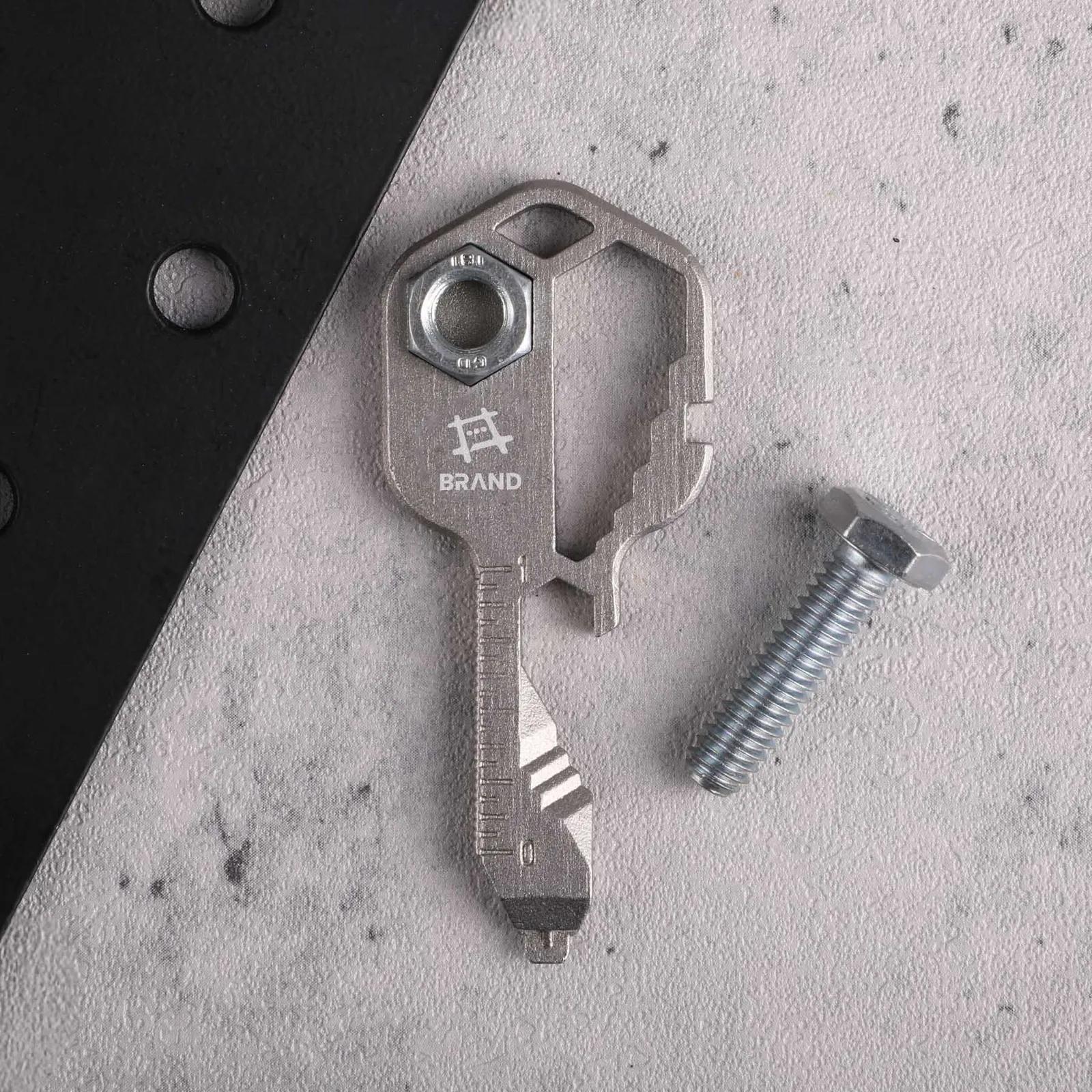 Multi-Tool Keychain 15-in-1 Zinc Key Shaped Design - product view 2