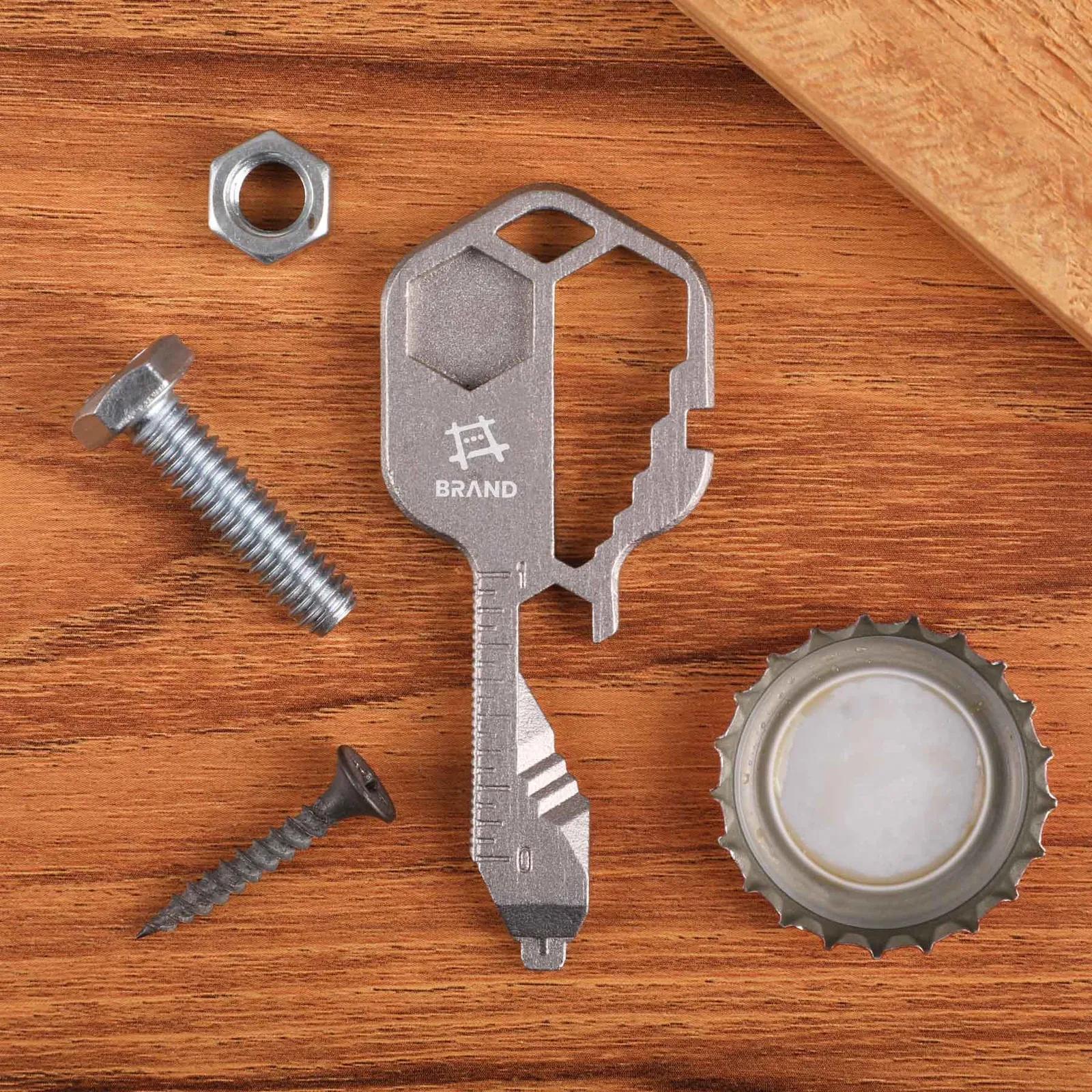 Multi-Tool Keychain 15-in-1 Zinc Key Shaped Design - product view 8