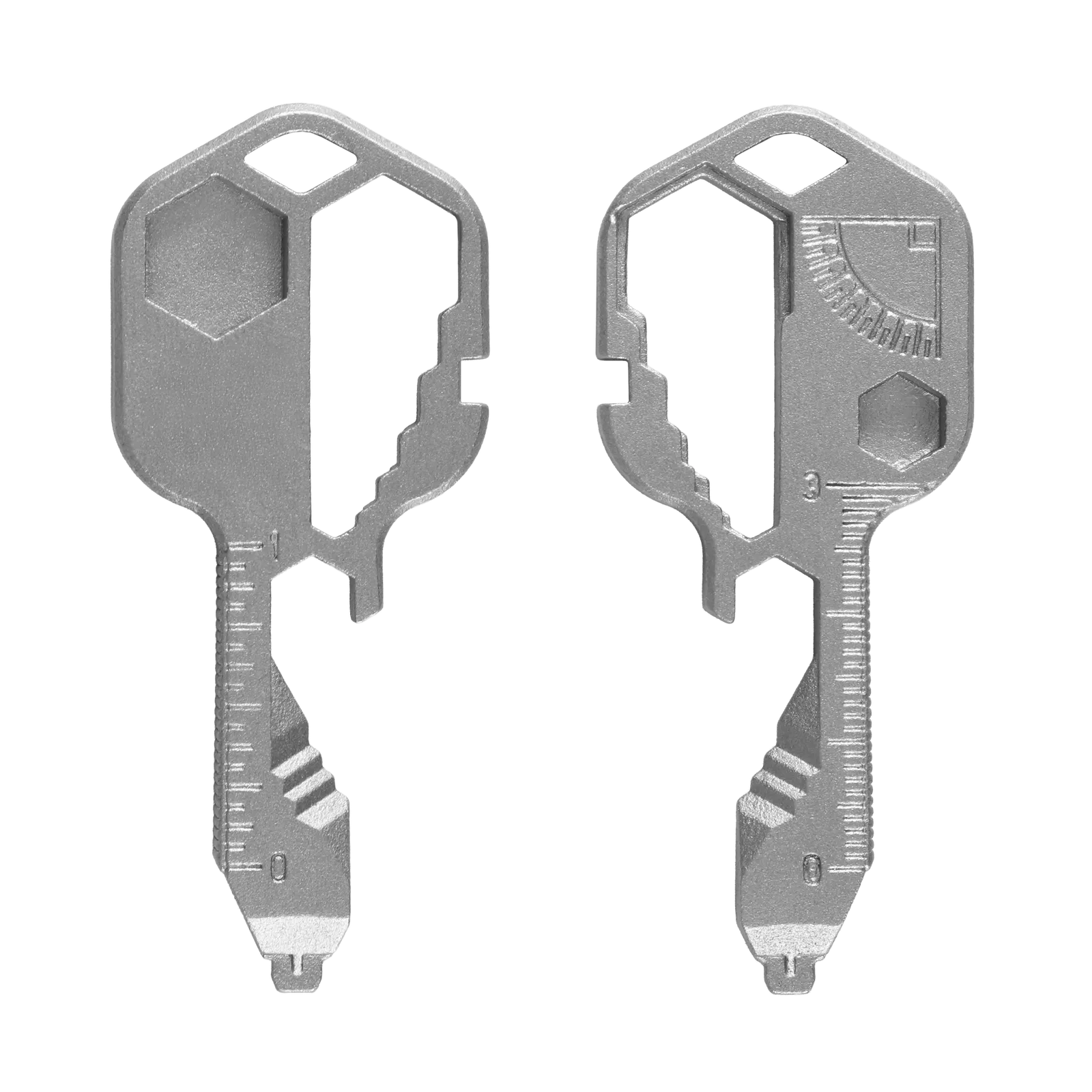 Multi-Tool Keychain 15-in-1 Zinc Key Shaped Design - blank view 16
