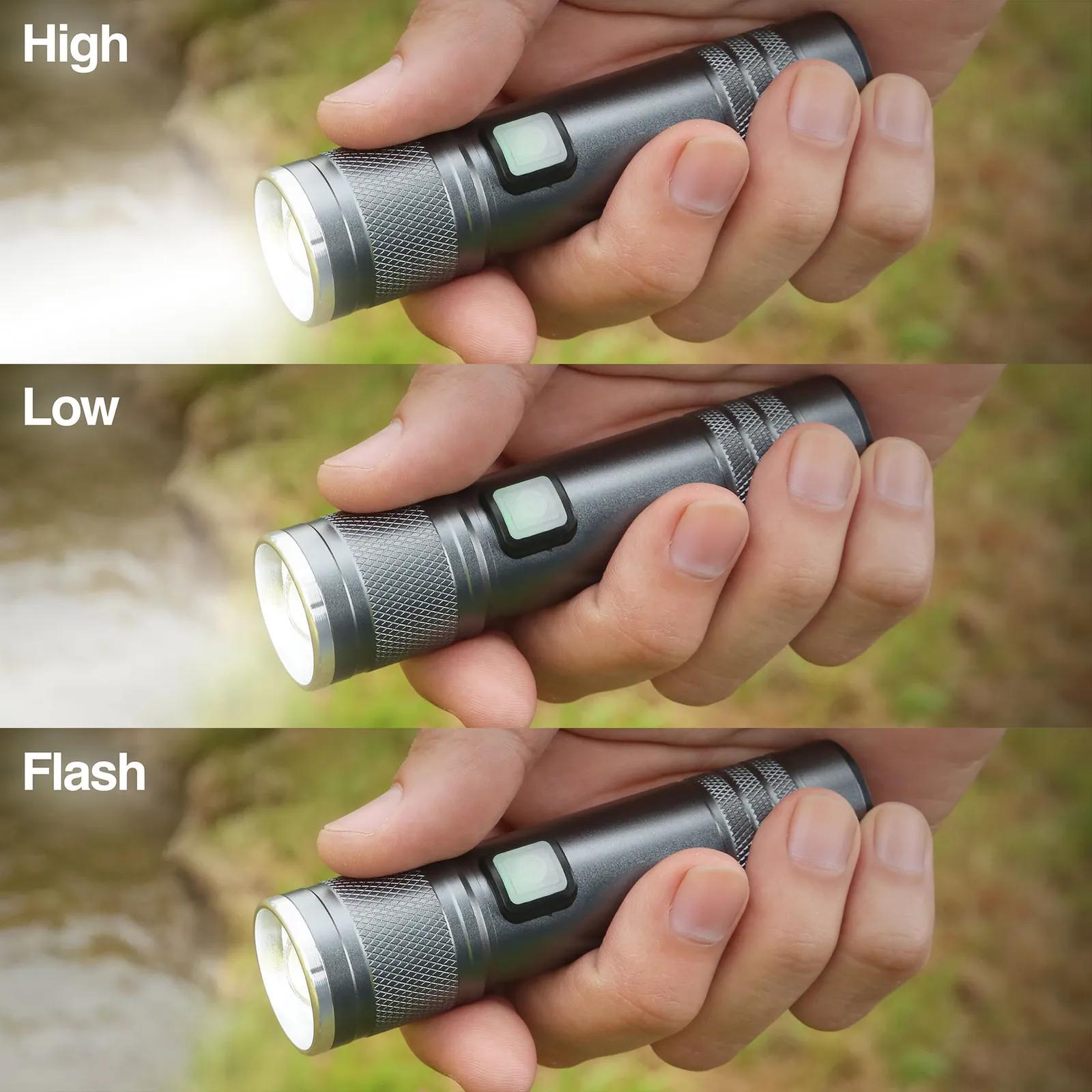 Rechargeable COB Pocket Flashlight with Zoom - 4.4 in - product view 2