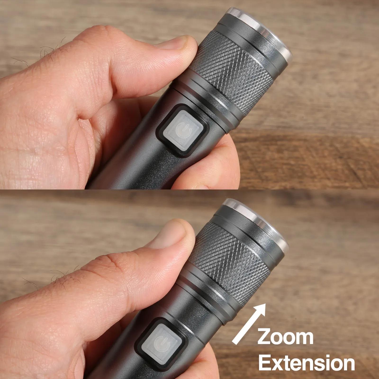 Rechargeable COB Pocket Flashlight with Zoom - 4.4 in - product view 4