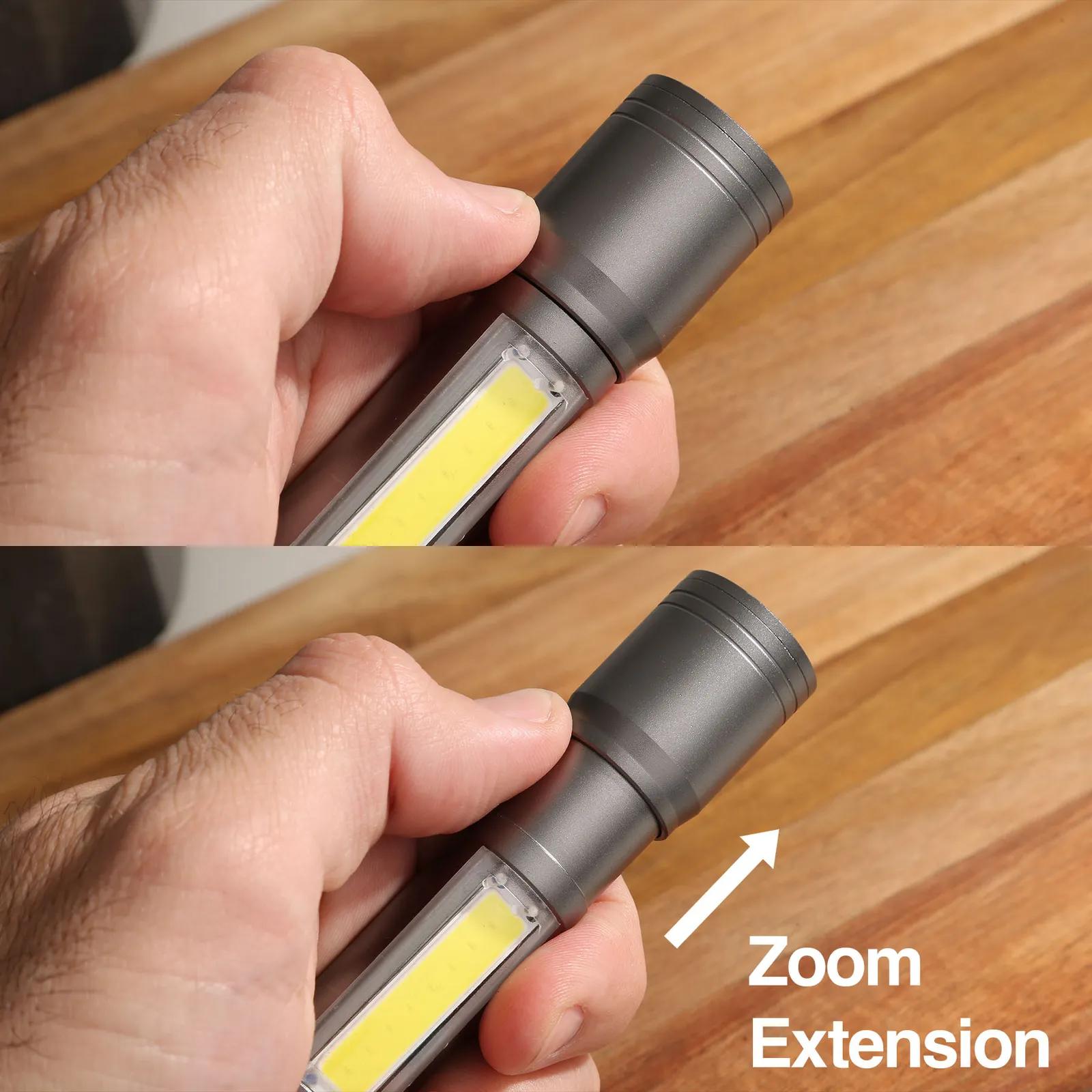 Dual LED COB Rechargeable Flashlight with Clip - 4 in - product view 4