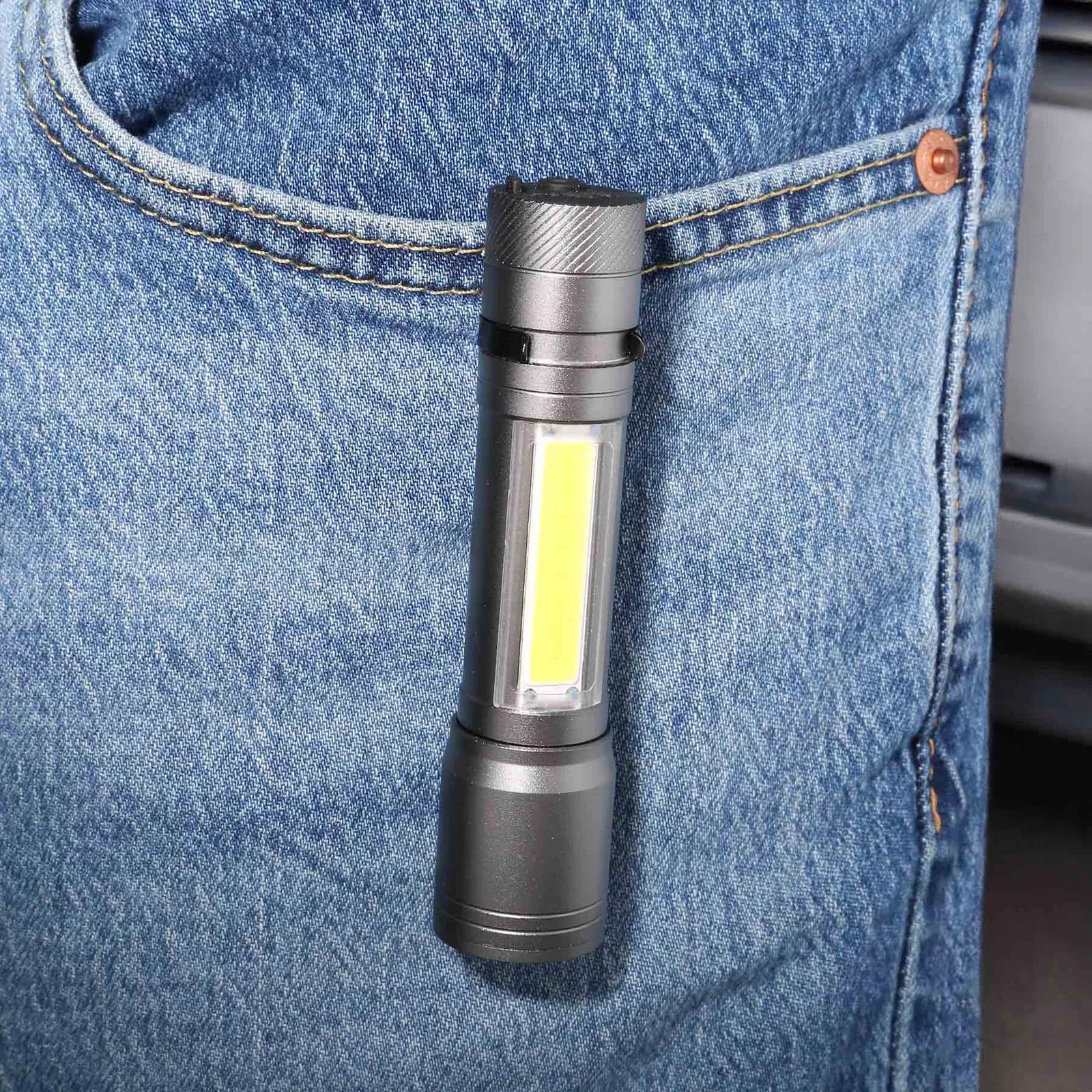 Dual LED COB Rechargeable Flashlight with Clip - 4 in - product view 5