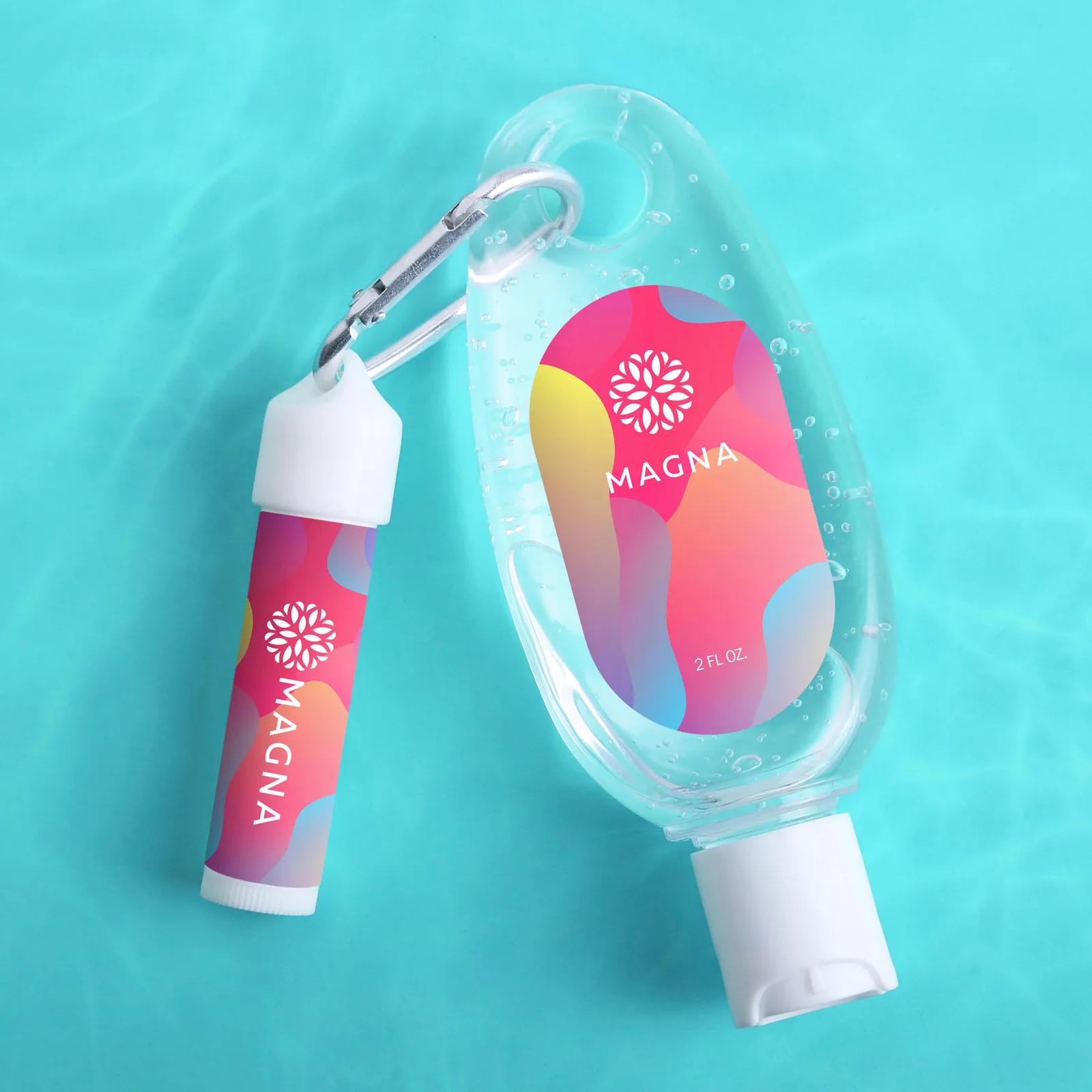 Hand Sanitizer and Lip Moisturizer Carabiner Kit - 4.75 x 1.9 in