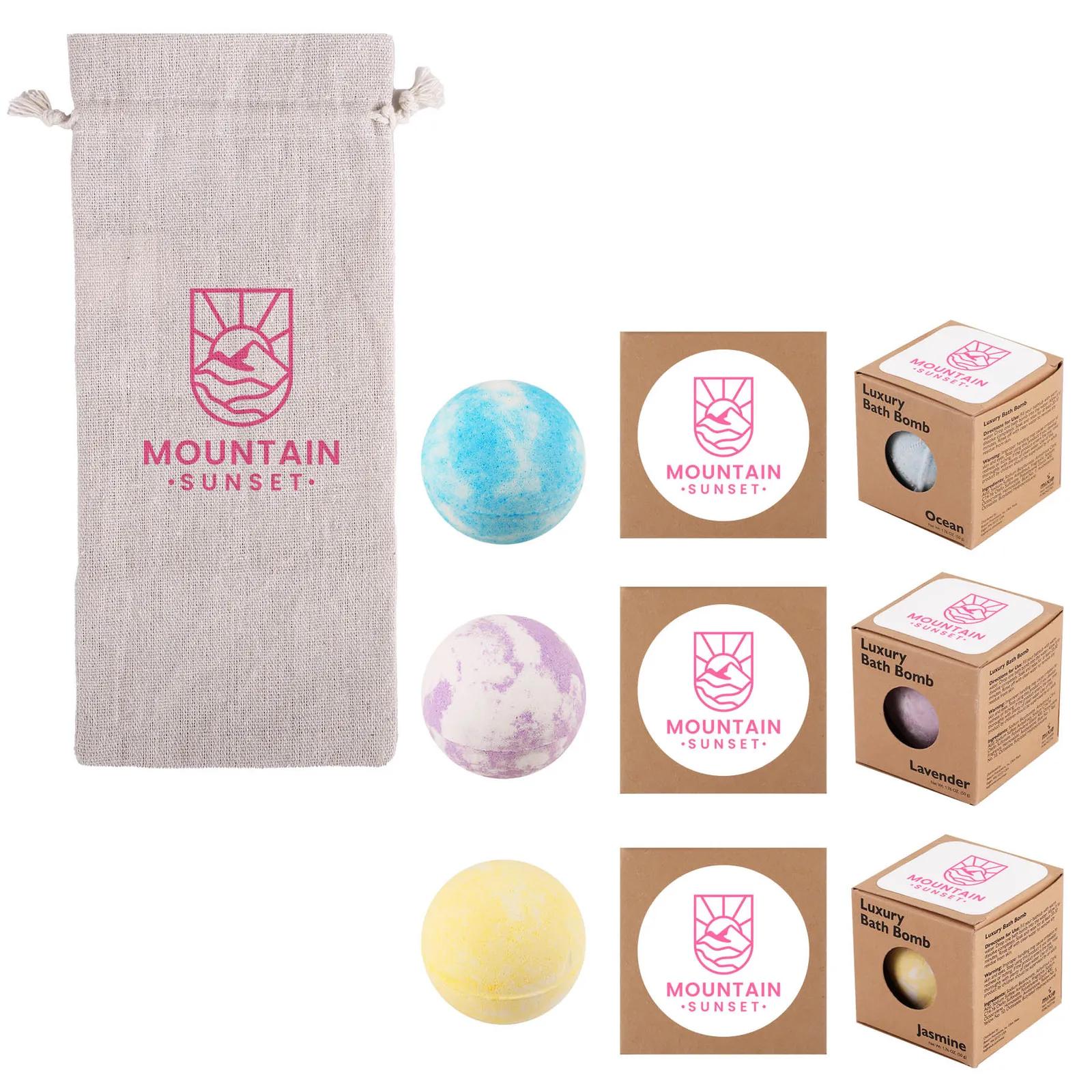 Bath Bomb Set Jute Bag Three Scents - 4.25 x 10 in - product view 10