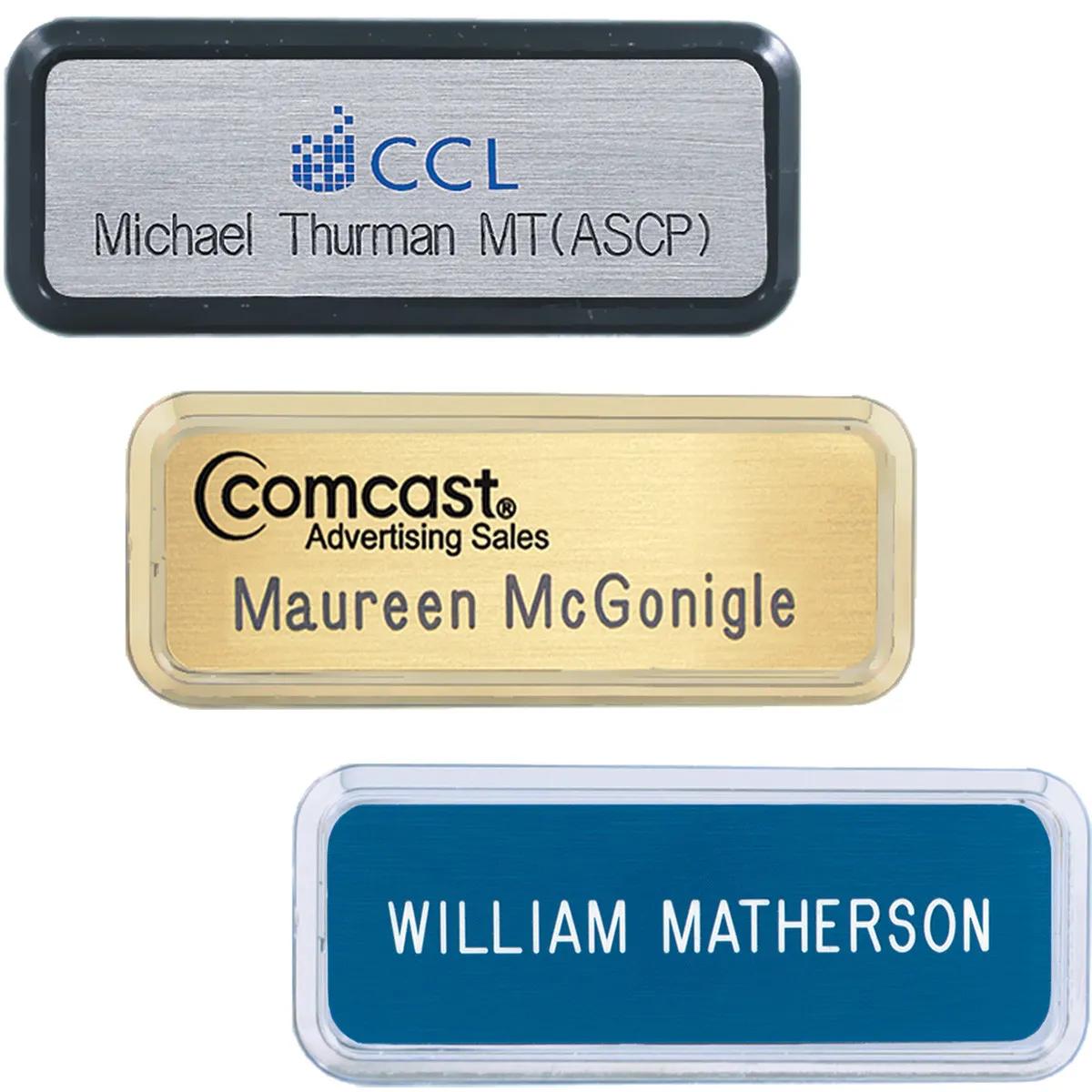 Name Badge Plastic Framed Full Color - 1.3 x 3.3 in