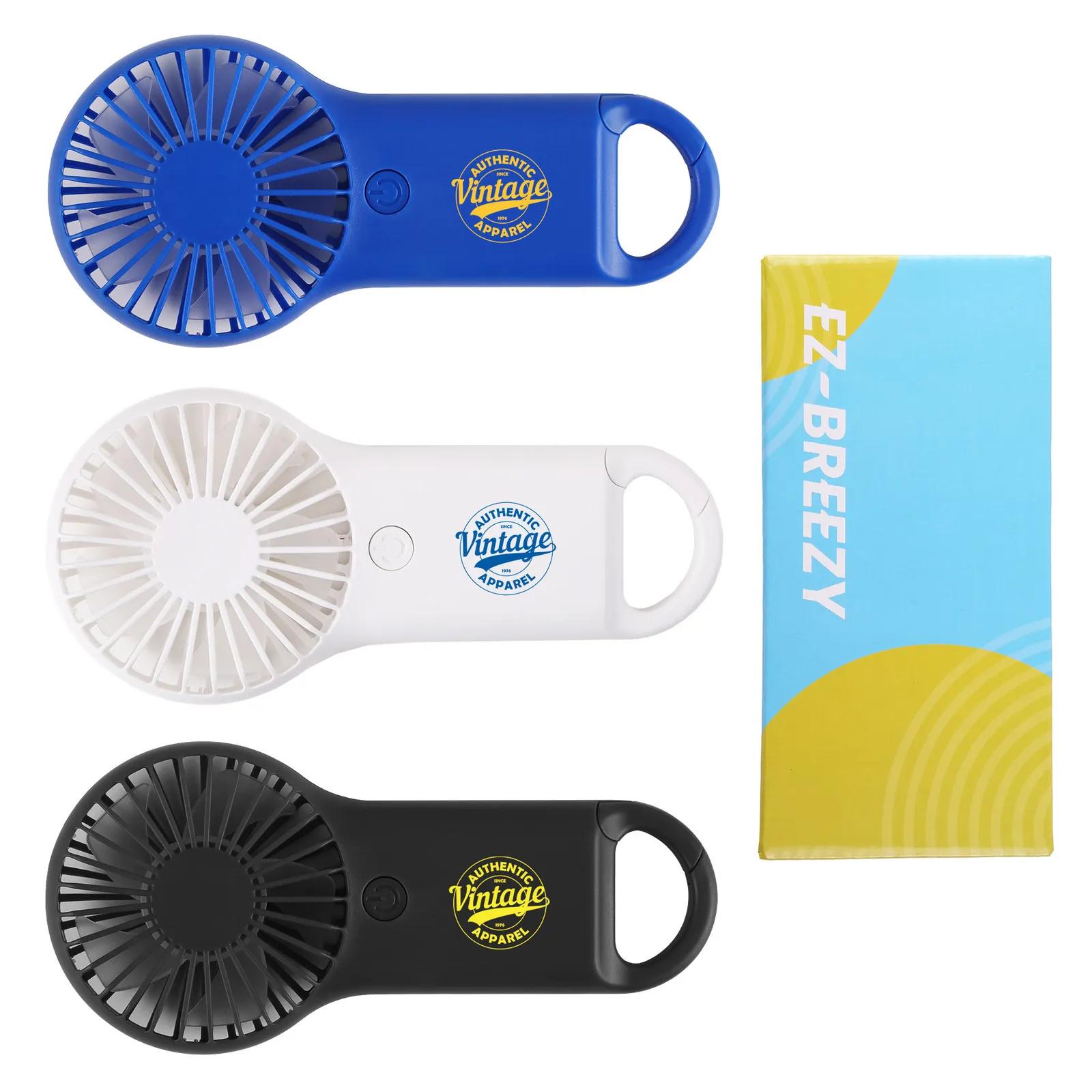 Mini Travel Fan Handheld with Carabiner - 3 x 6 in - product view 2